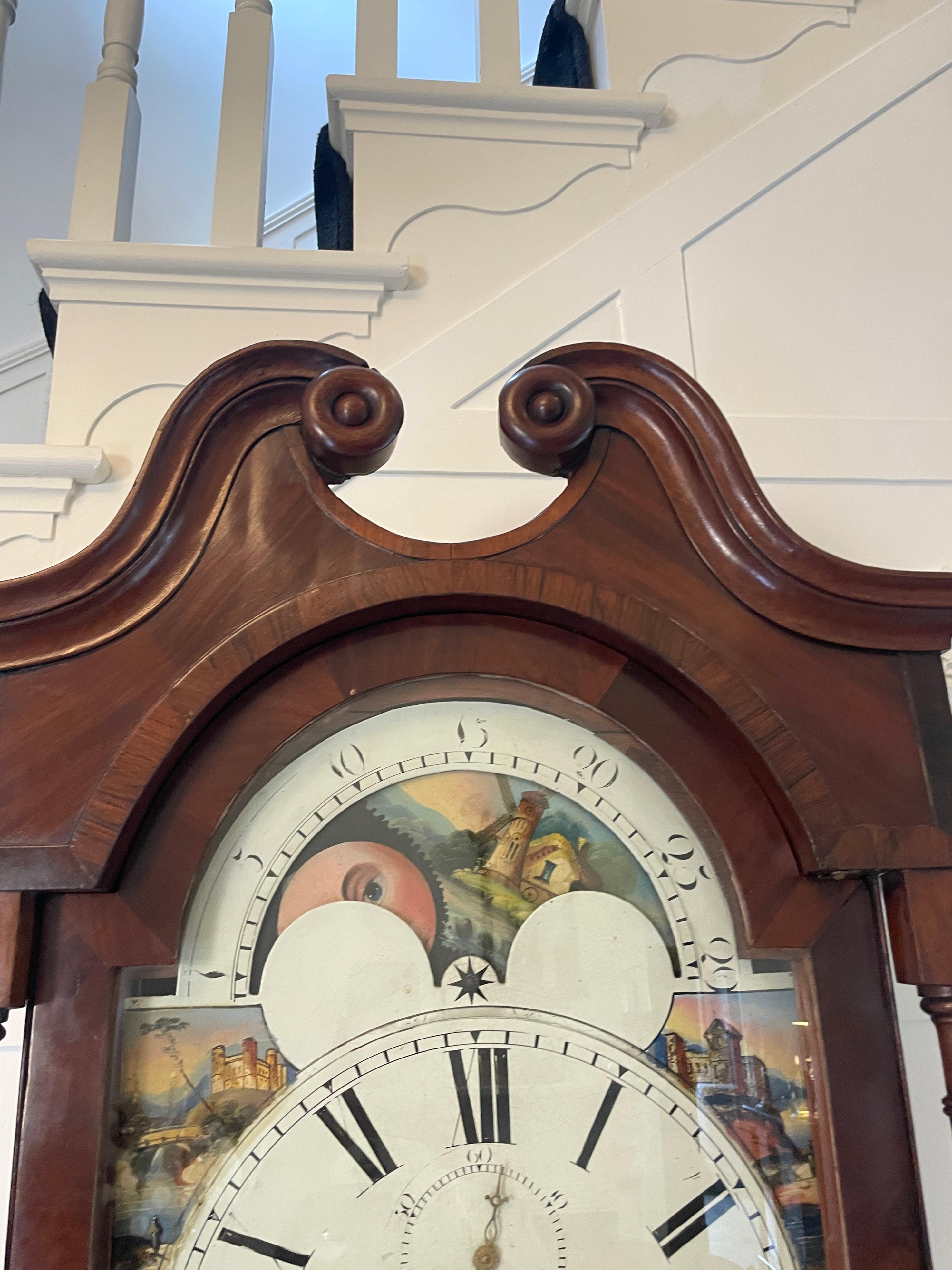 Horloge ancienne de qualité George III en acajou à 8 jours en vente 7