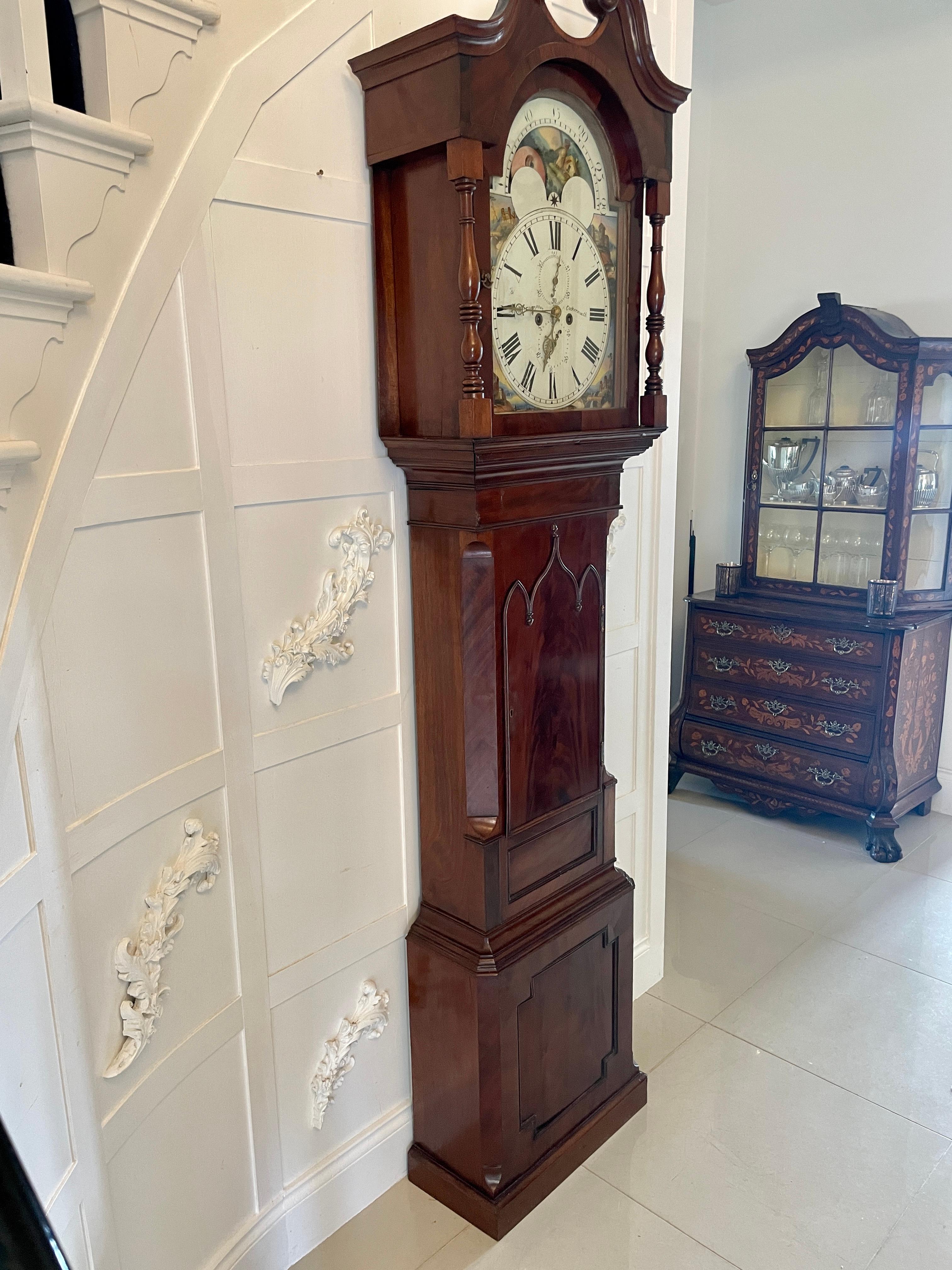 Horloge ancienne de qualité George III en acajou à 8 jours en vente 8