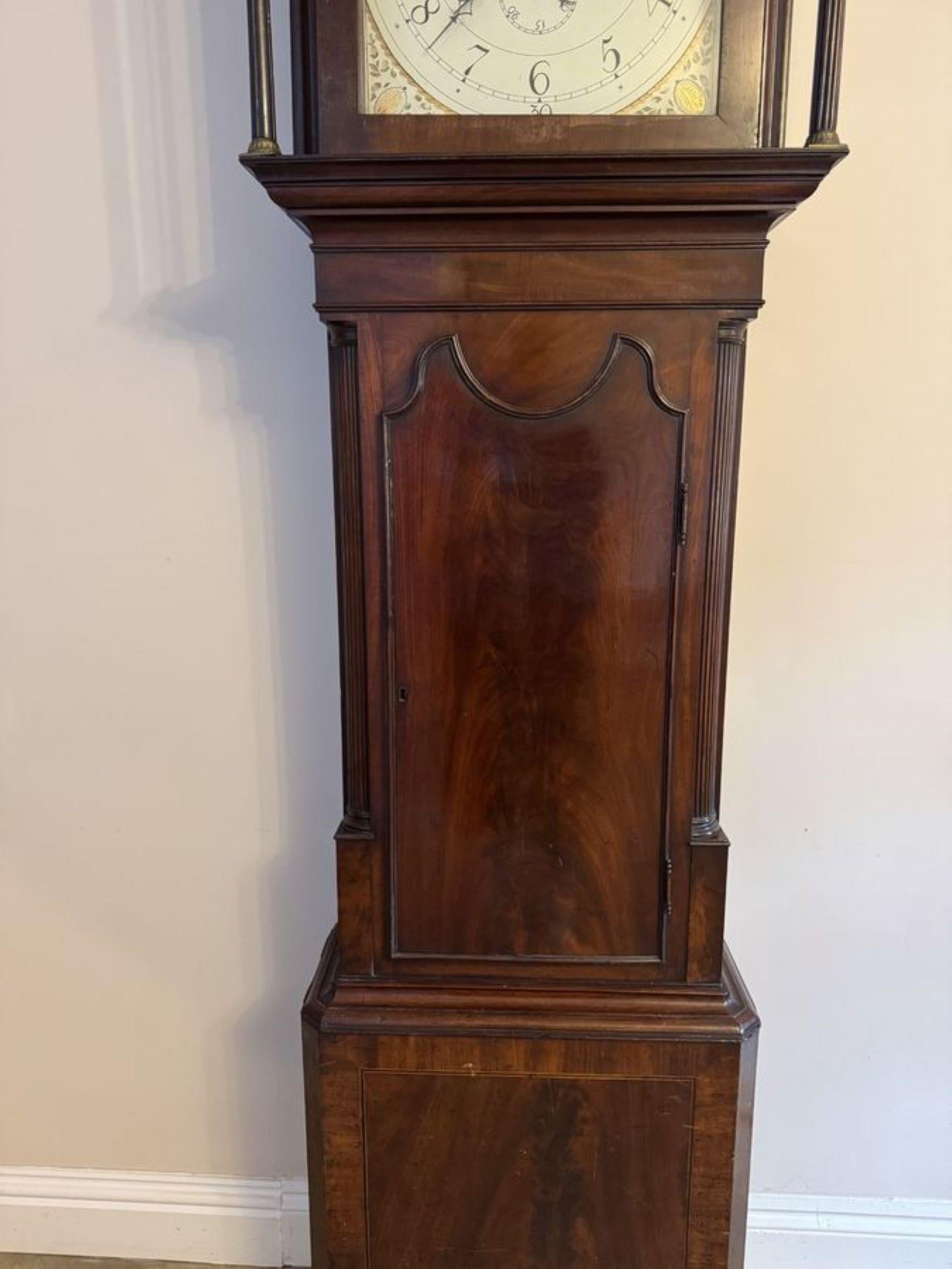 Antique George III quality mahogany 8 day longcase clock In Good Condition For Sale In Ipswich, GB