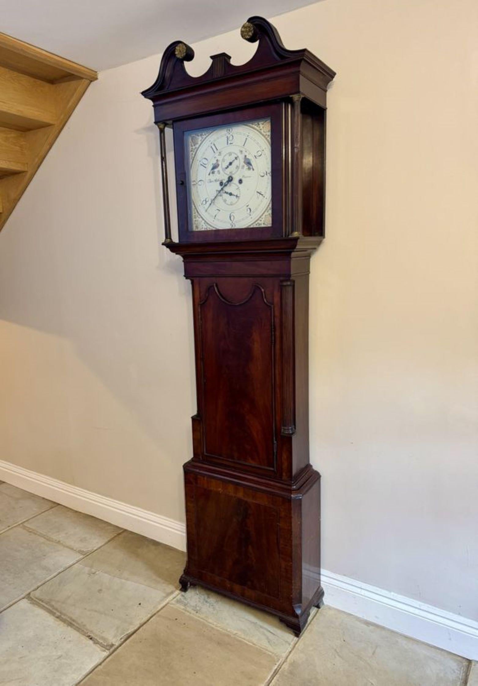 Glass Antique George III quality mahogany 8 day longcase clock For Sale