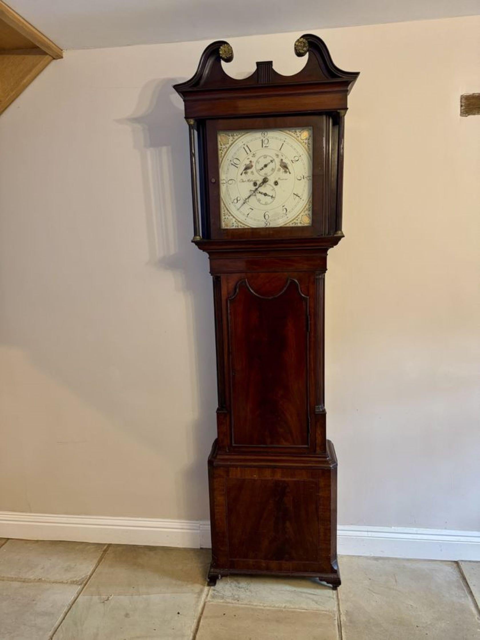 Antique George III quality mahogany 8 day longcase clock For Sale 1