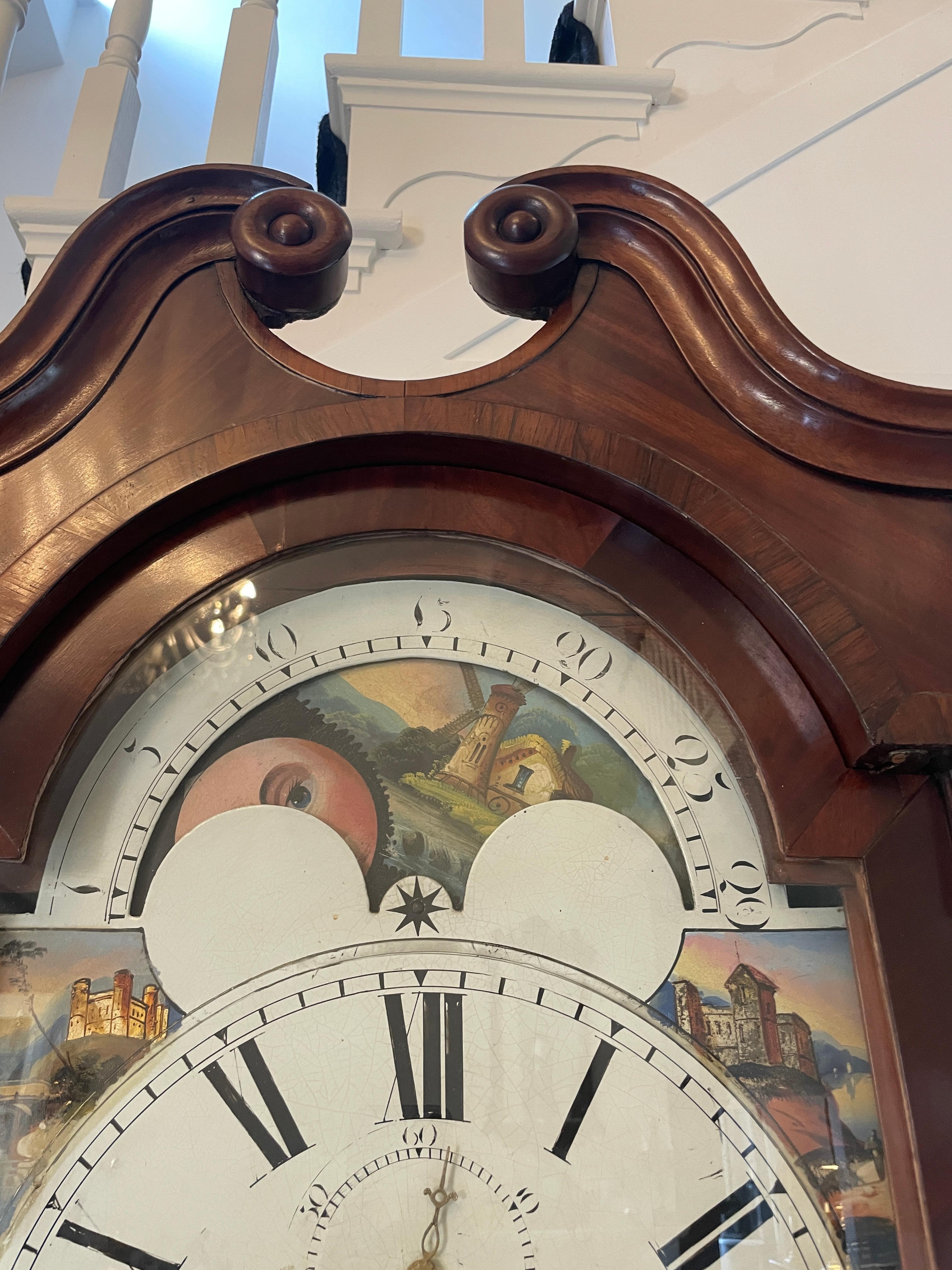 Horloge ancienne de qualité George III en acajou à 8 jours en vente 1