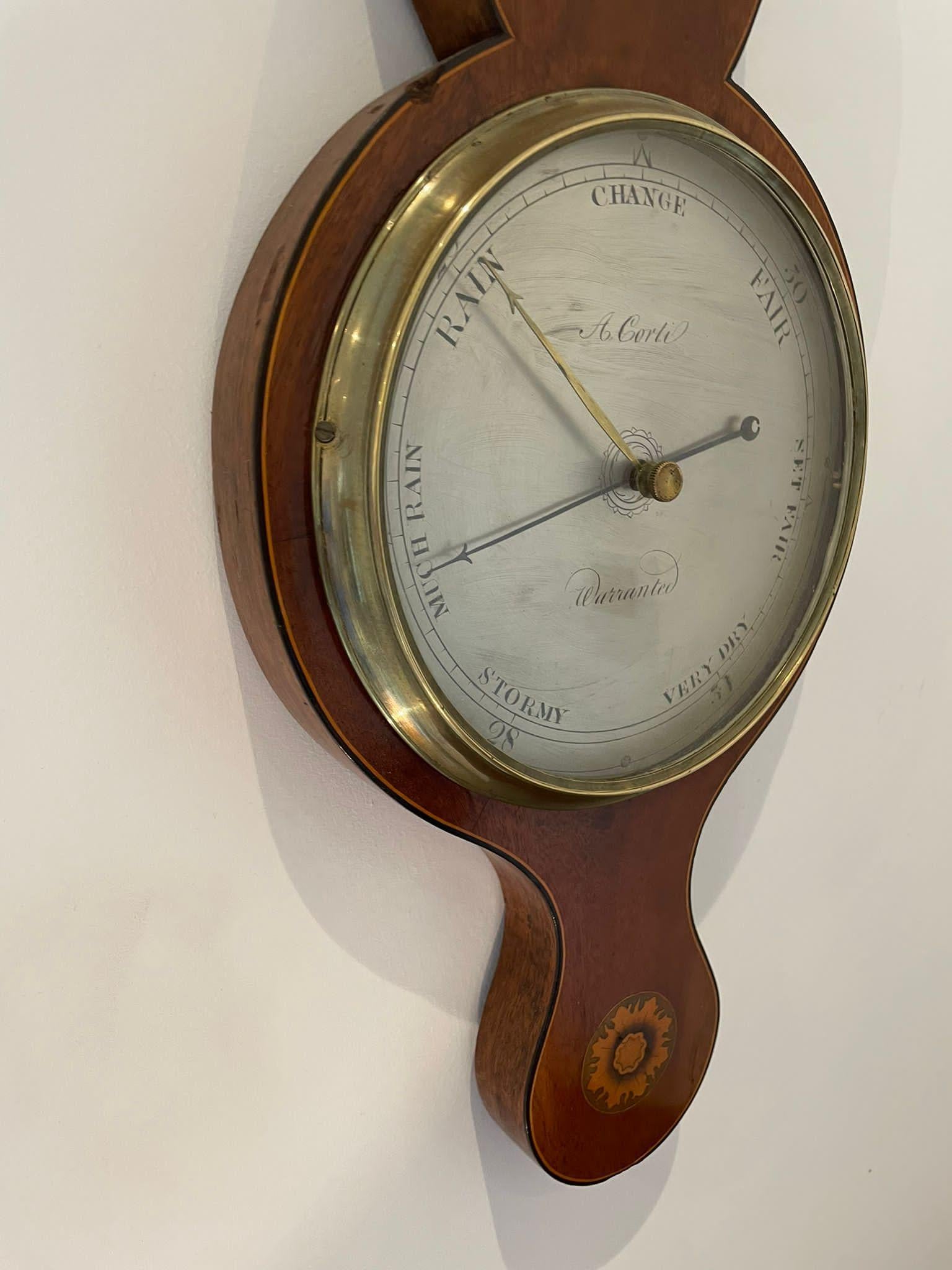 English Antique George III Quality Mahogany Banjo Barometer For Sale