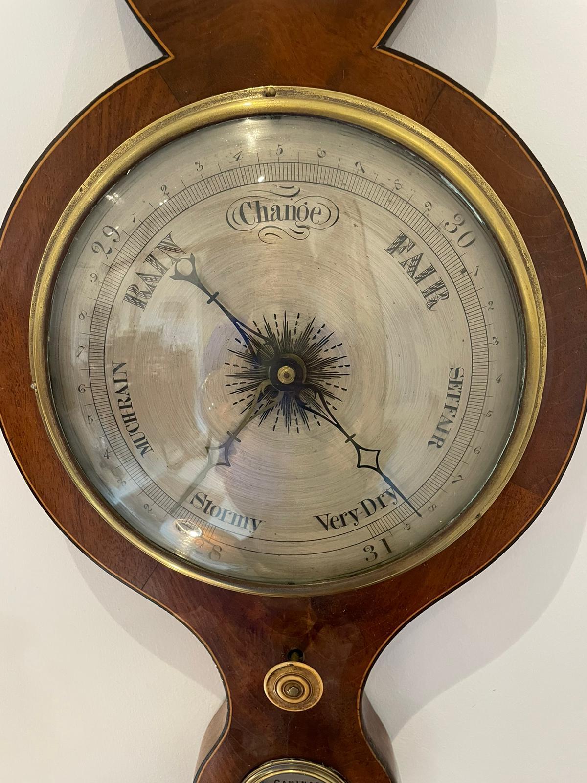 English Antique George III Quality Mahogany Banjo Barometer For Sale