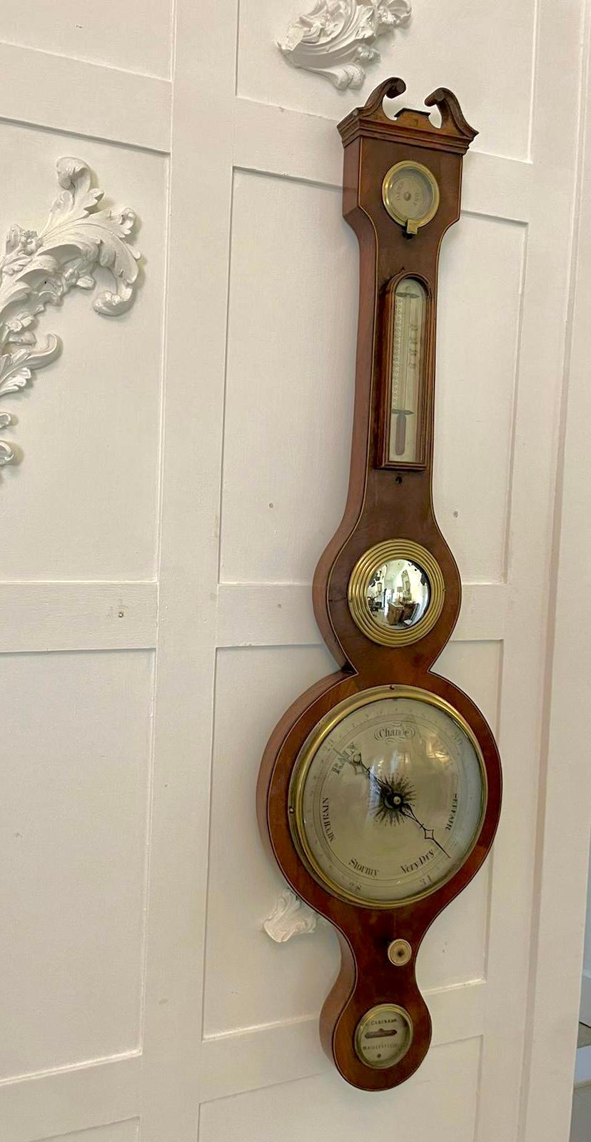 19th Century Antique George III Quality Mahogany Banjo Barometer