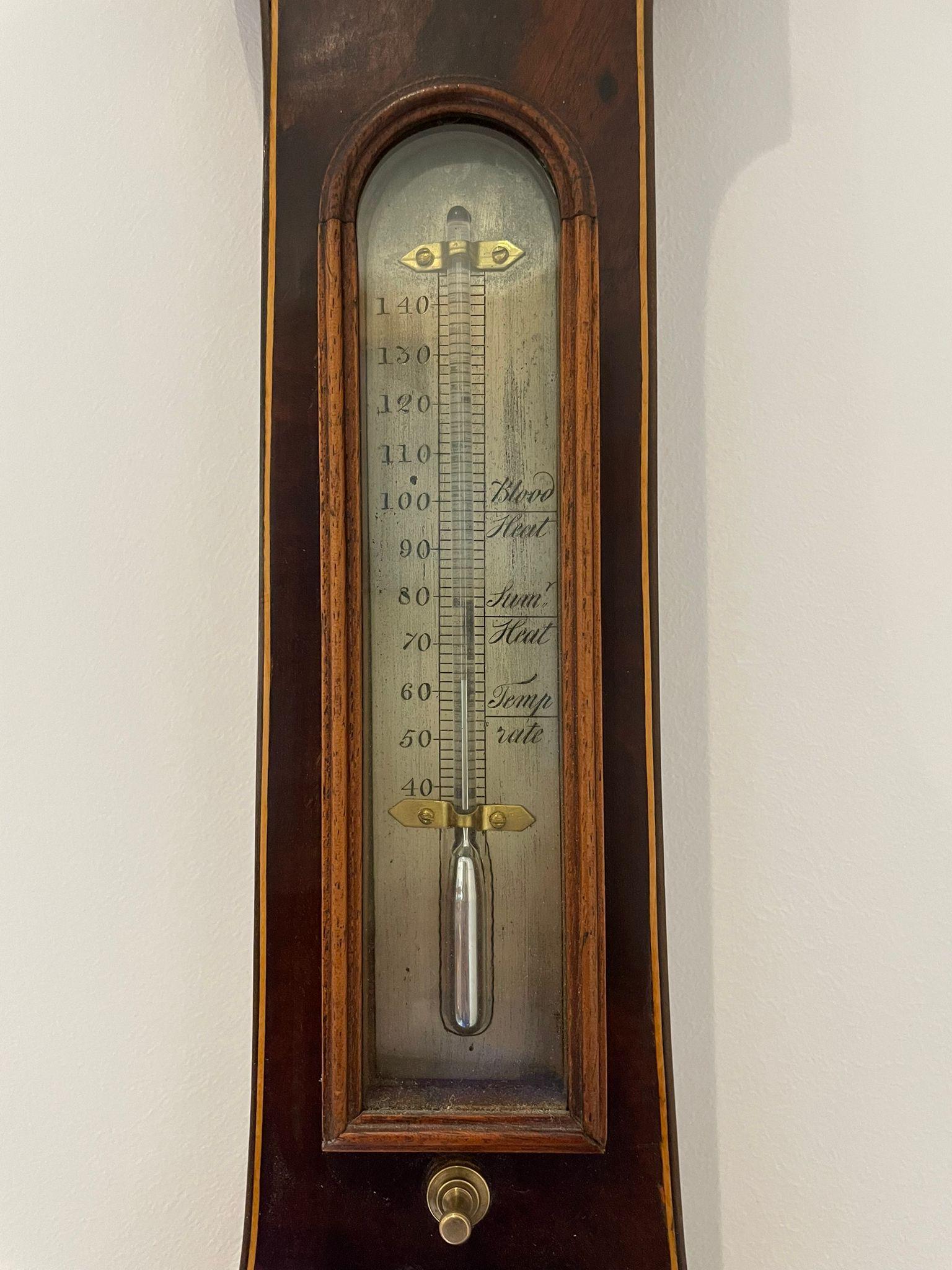 Antique George III Quality Mahogany Banjo Barometer For Sale 1