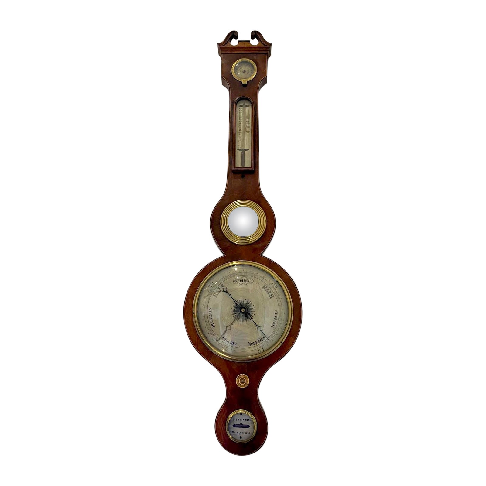 Antikes Banjo-Barometer aus Mahagoni in George-III-Qualität