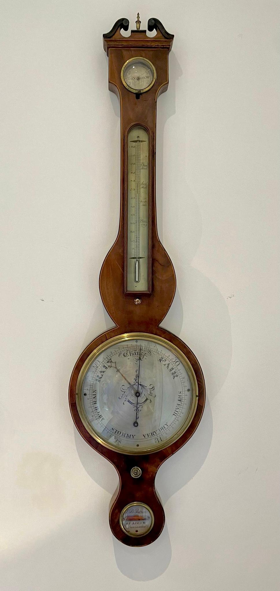 Antique George III Quality Mahogany Banjo Barometer In Good Condition In Suffolk, GB
