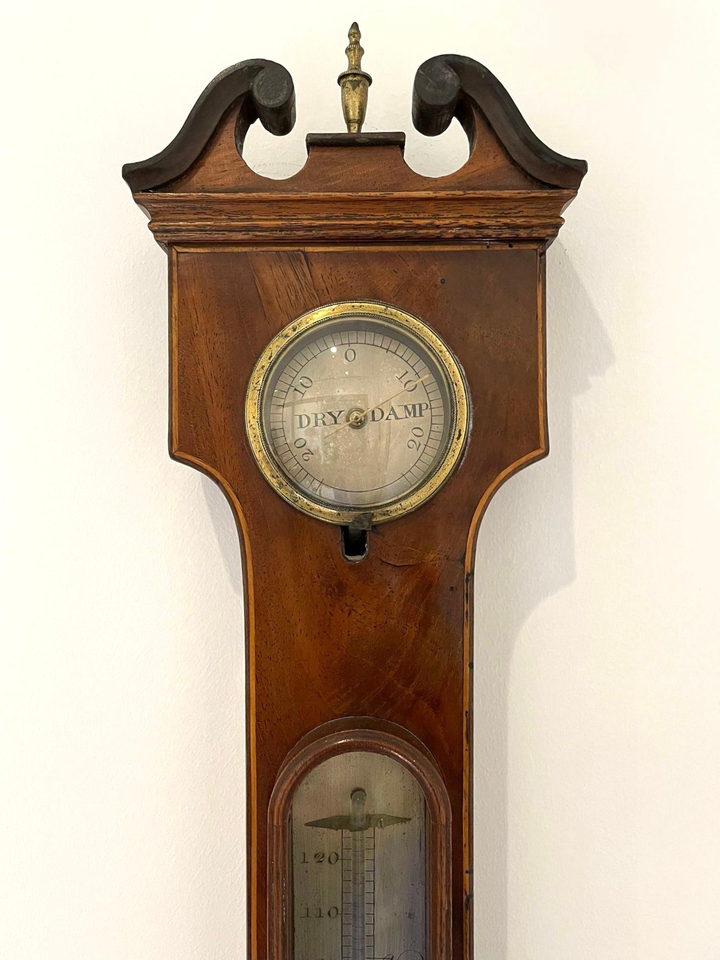 Antique George III Quality Mahogany Banjo Barometer 1