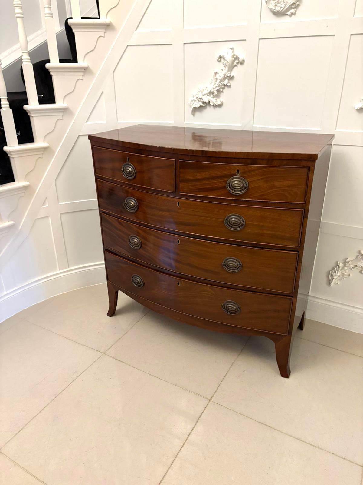 Other Antique George III Quality Mahogany Bow Fronted Chest of 5 Drawers For Sale