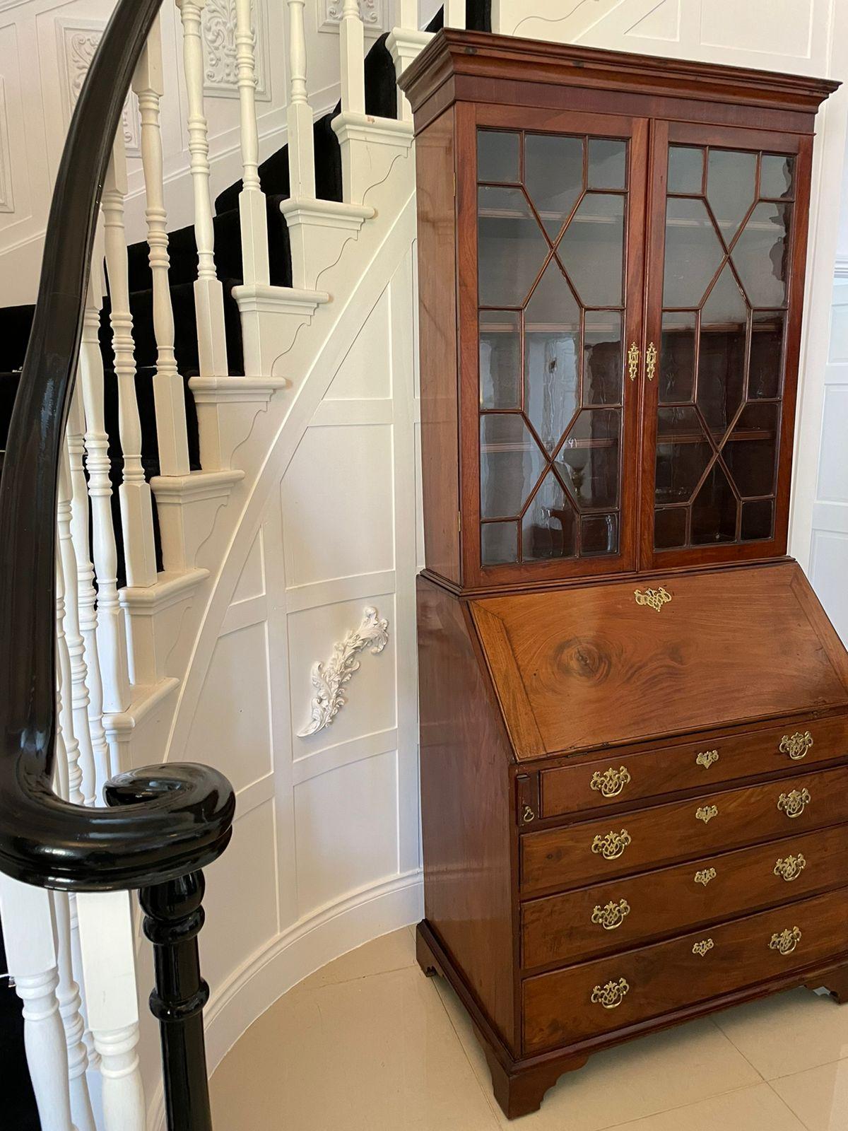Antique George III Quality Mahogany Bureau Bookcase In Good Condition For Sale In Suffolk, GB