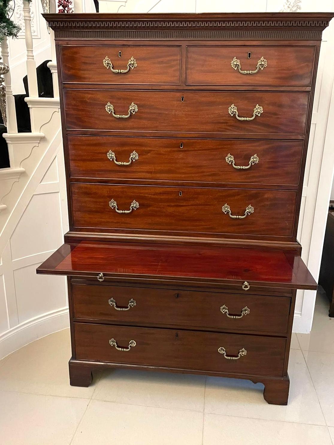 18th Century and Earlier Antique George III Quality Mahogany Chest on Chest For Sale
