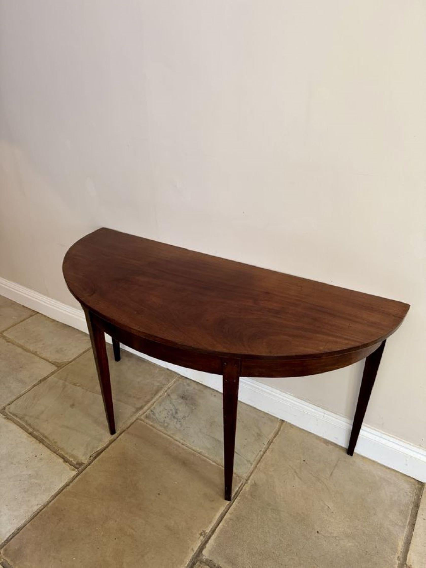 Antique George III quality mahogany demi lune shaped console table In Good Condition For Sale In Ipswich, GB