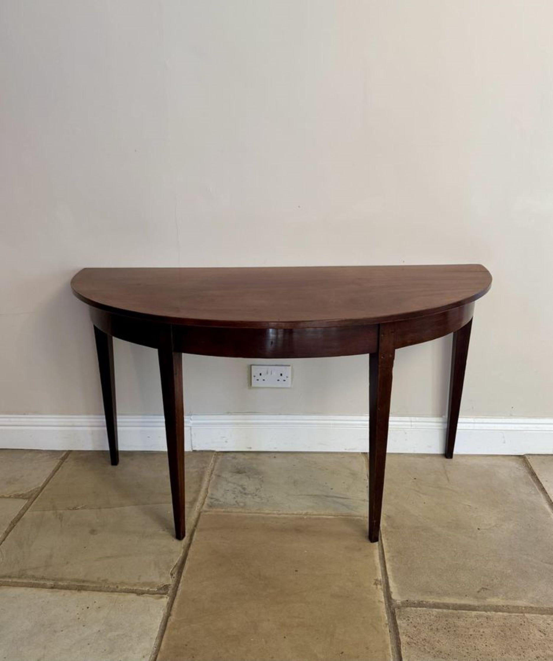 Mahogany Antique George III quality mahogany demi lune shaped console table For Sale