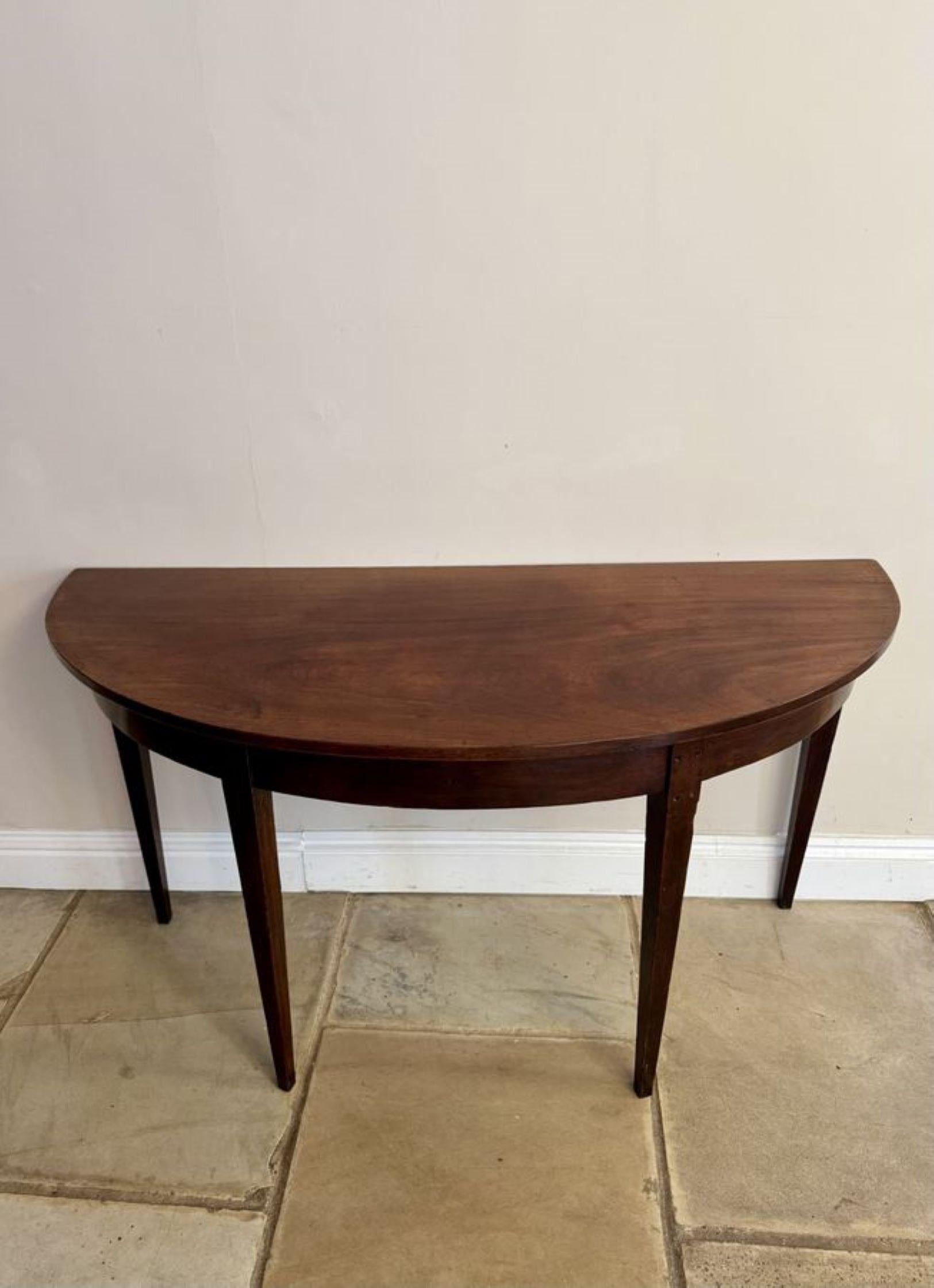 Antique George III quality mahogany demi lune shaped console table For Sale 2