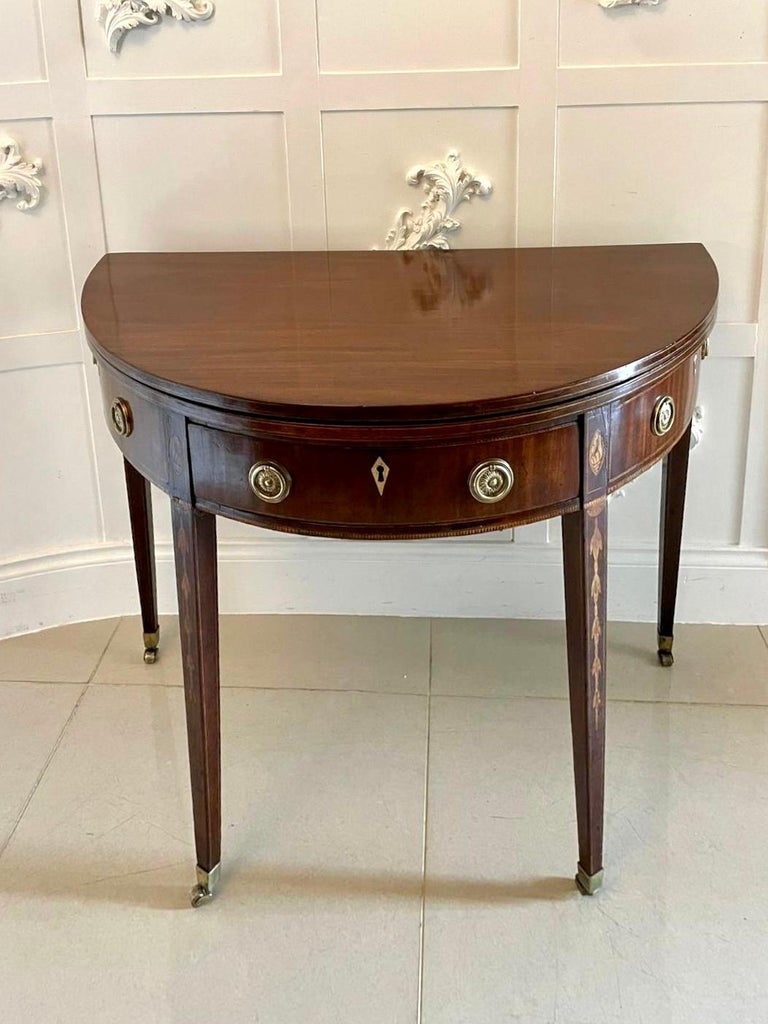 Tea Console Antique George III Quality Mahogany Demi Lune Shaped Tea / Console ...