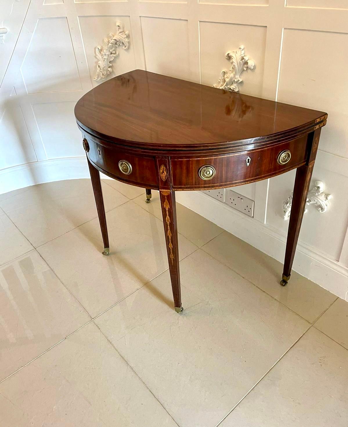 Antique George III Quality Mahogany Demi Lune Shaped Tea / Console Table In Good Condition In Suffolk, GB