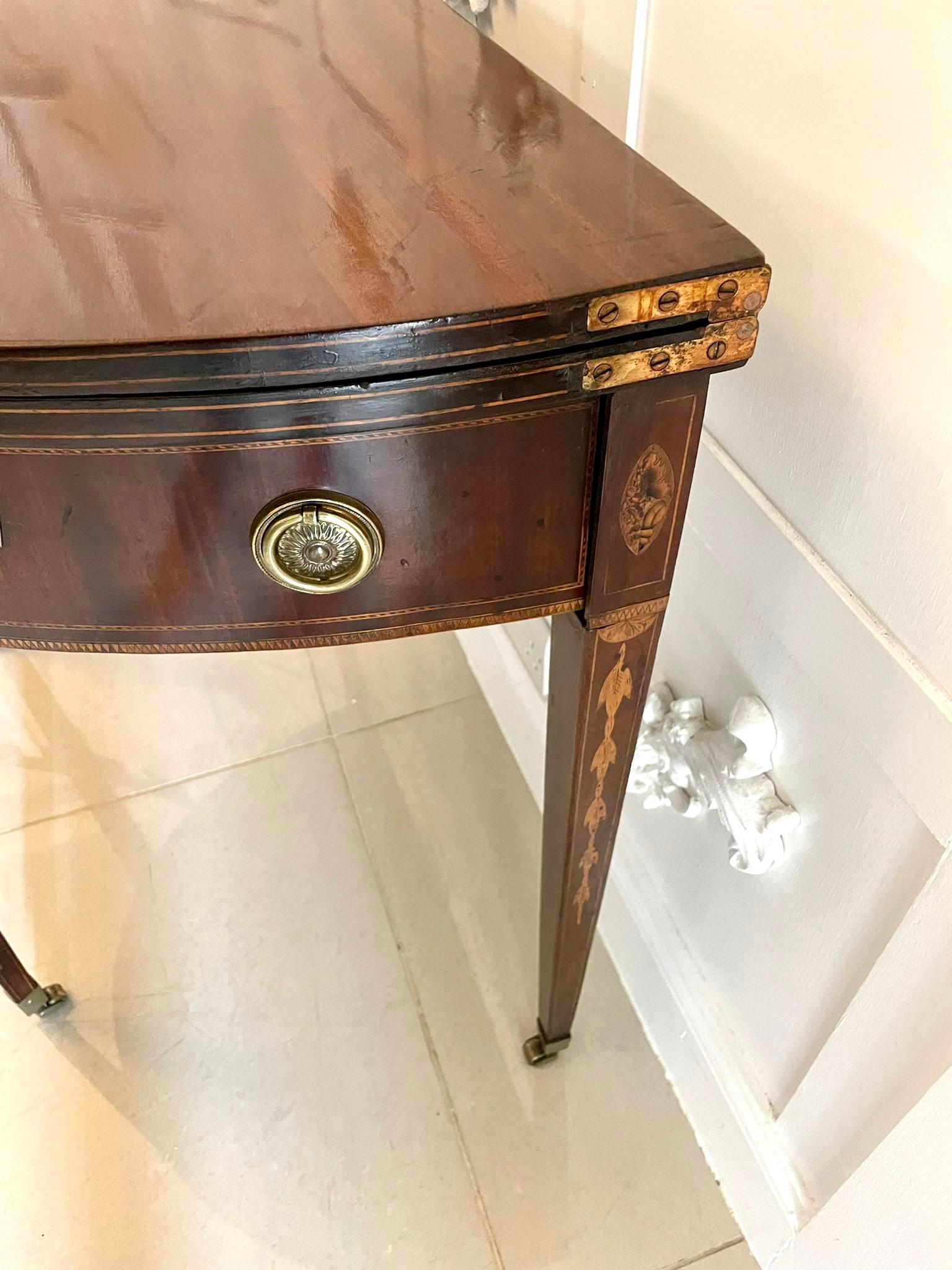 Antique George III Quality Mahogany Demi Lune Shaped Tea / Console Table 3