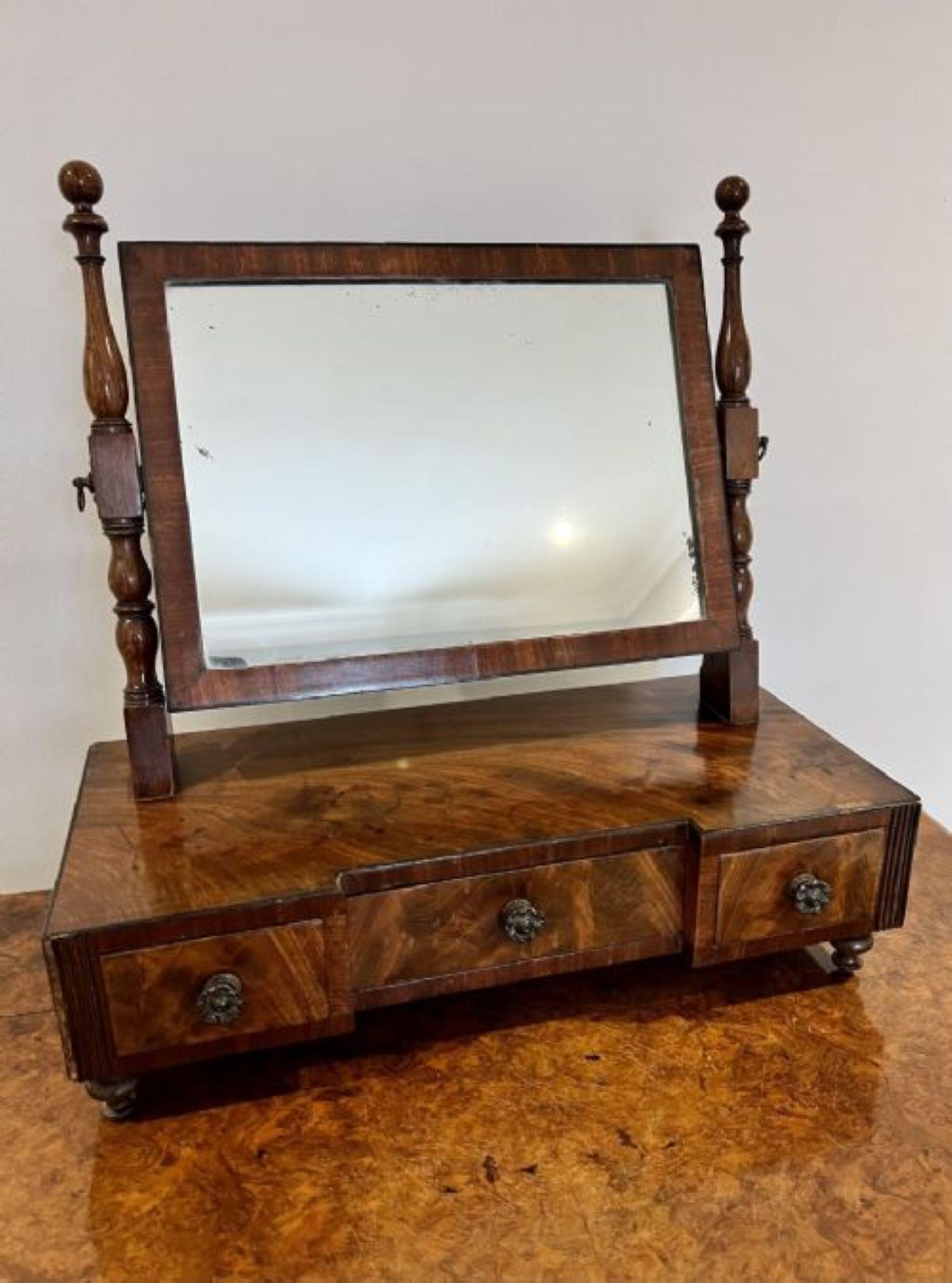 Antique George III quality mahogany dressing mirror  In Good Condition For Sale In Ipswich, GB