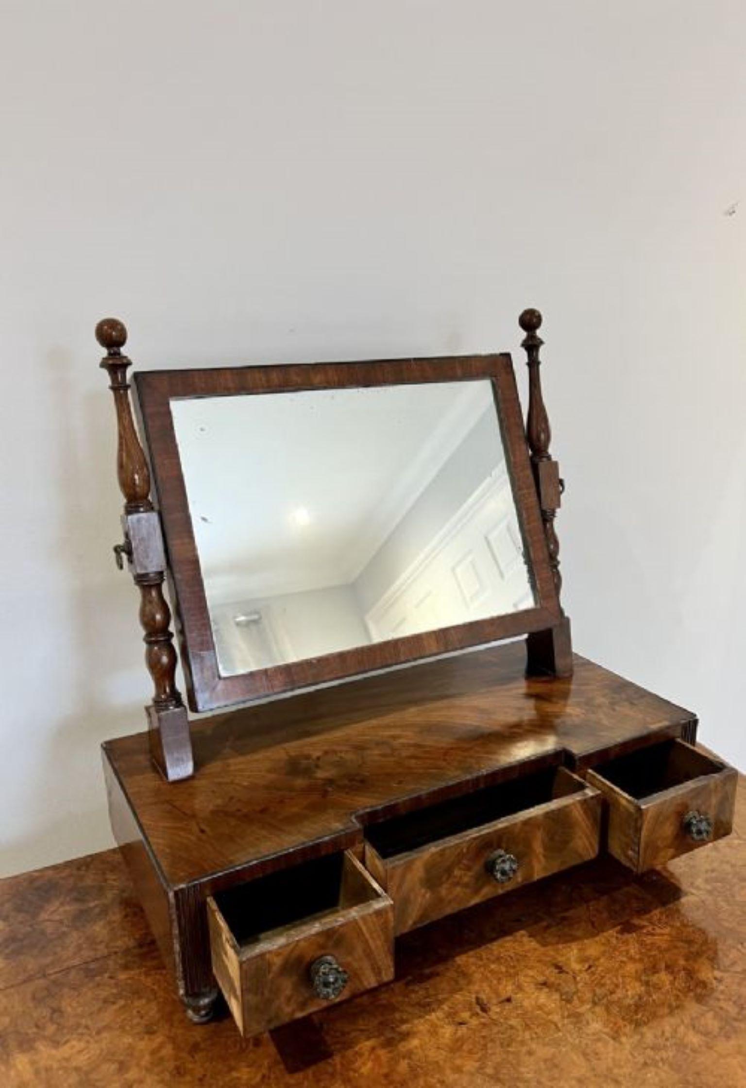 Glass Antique George III quality mahogany dressing mirror  For Sale