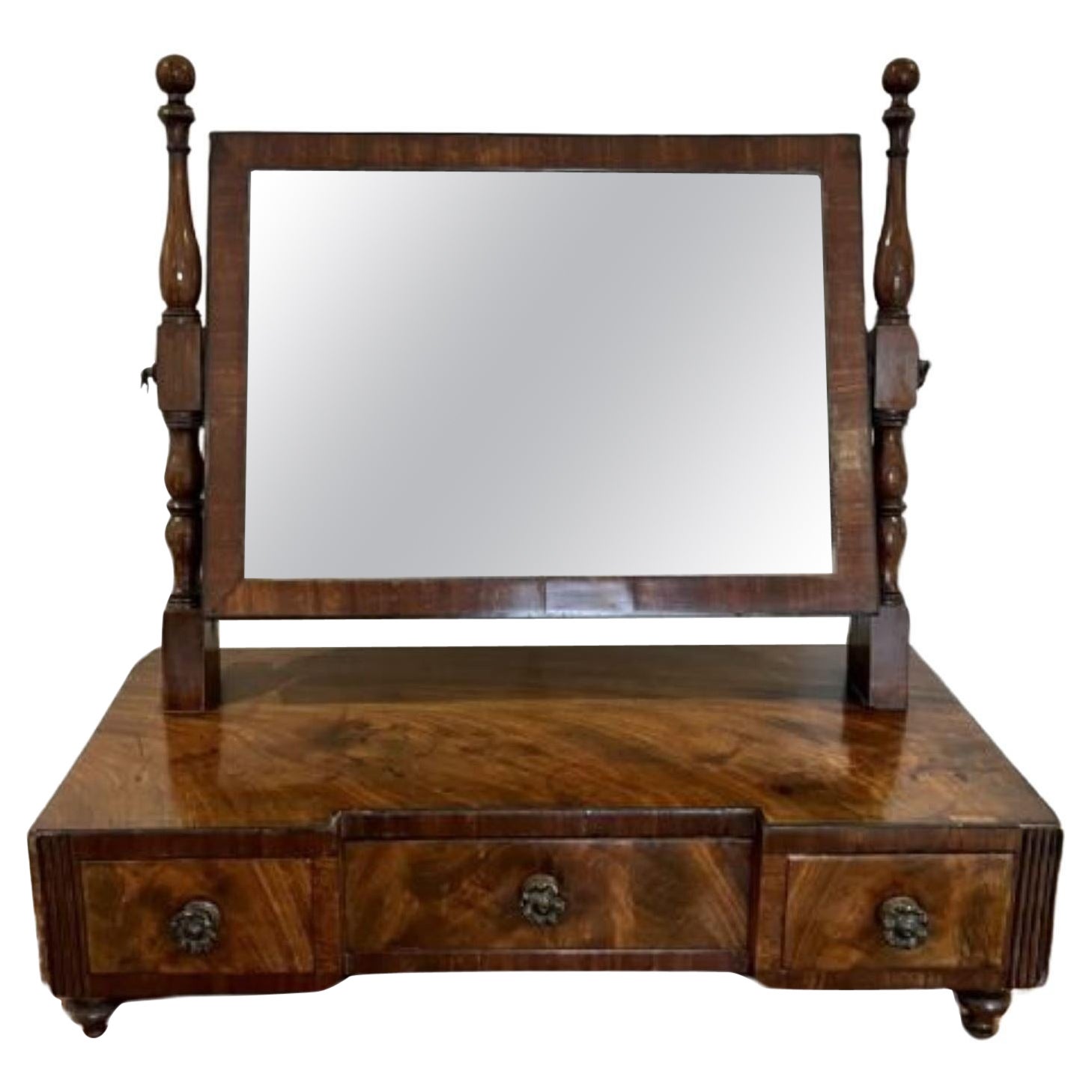 Antiguo espejo vestidor de caoba de calidad Jorge III