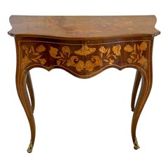 Antique George III Quality Mahogany Dutch Marquetry Inlaid Console Table