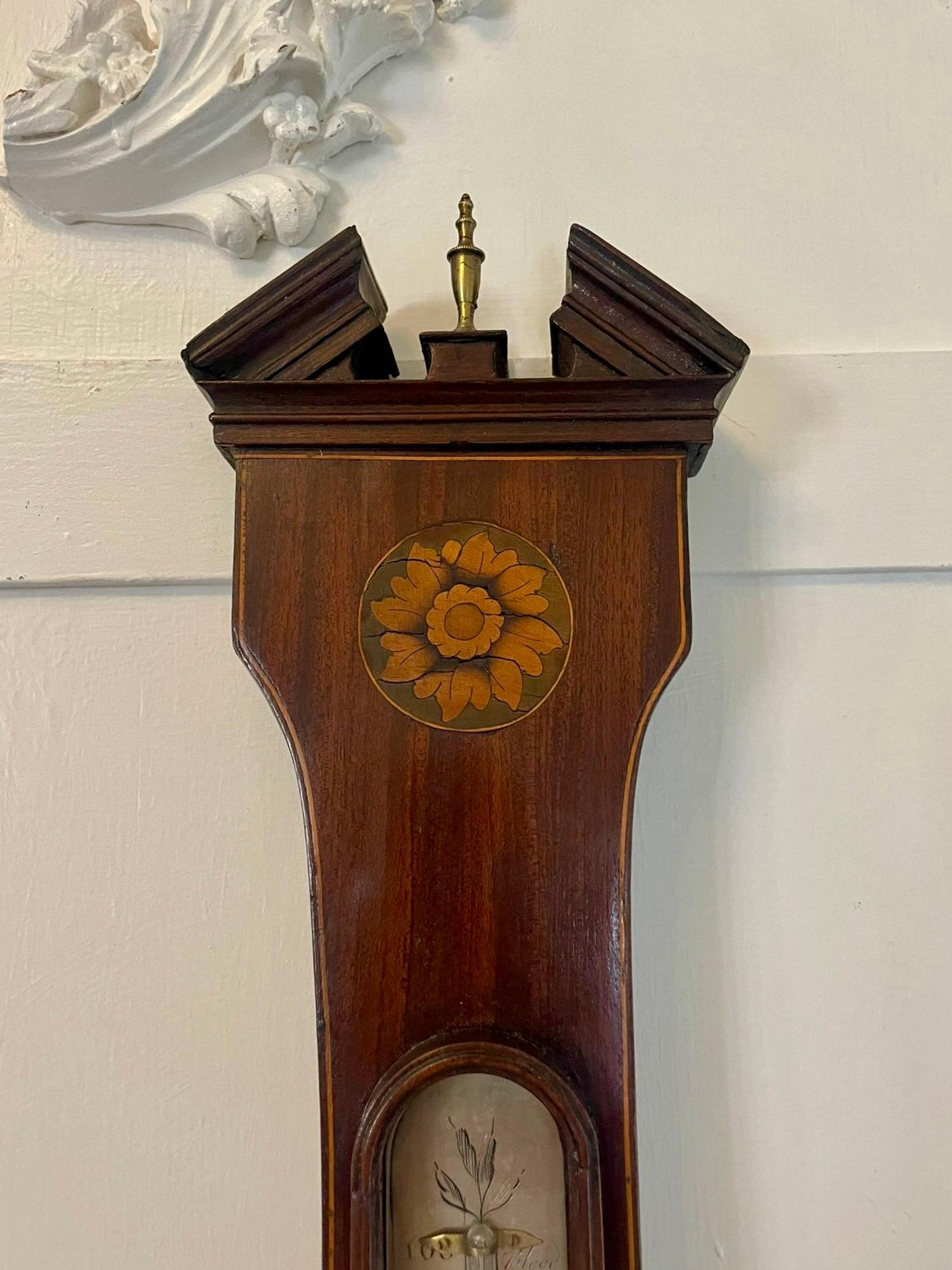 Baromètre Banjo de qualité George III en acajou incrusté Bon état - En vente à Suffolk, GB