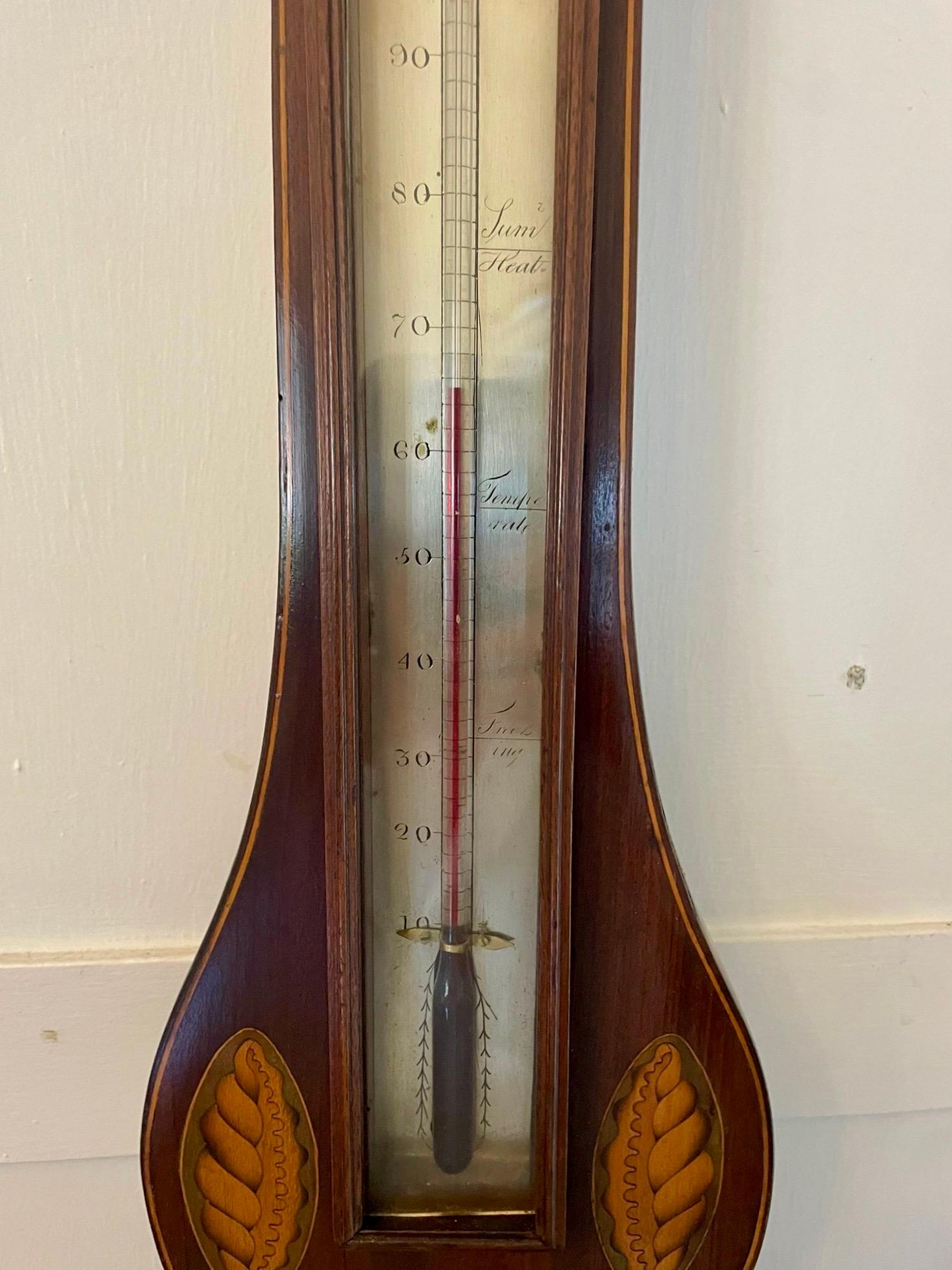 XIXe siècle Baromètre Banjo de qualité George III en acajou incrusté en vente