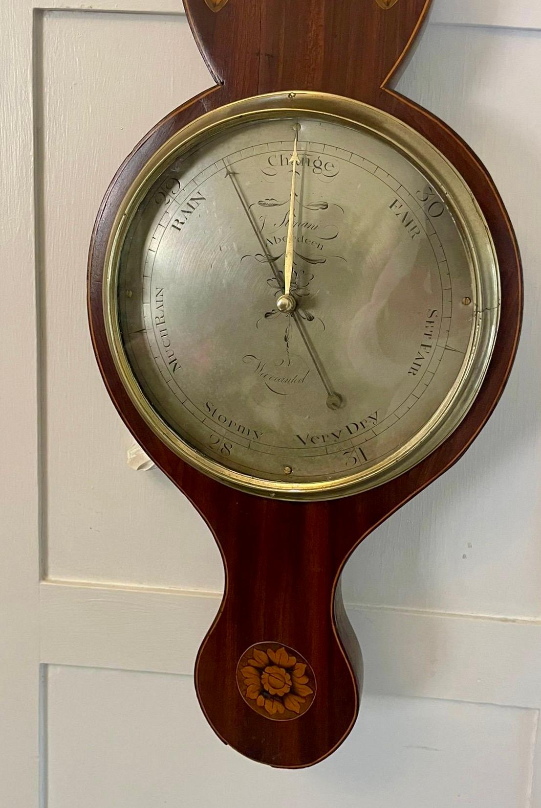 Baromètre Banjo de qualité George III en acajou incrusté en vente 2