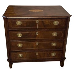 Antique George III quality mahogany inlaid chest of four drawers