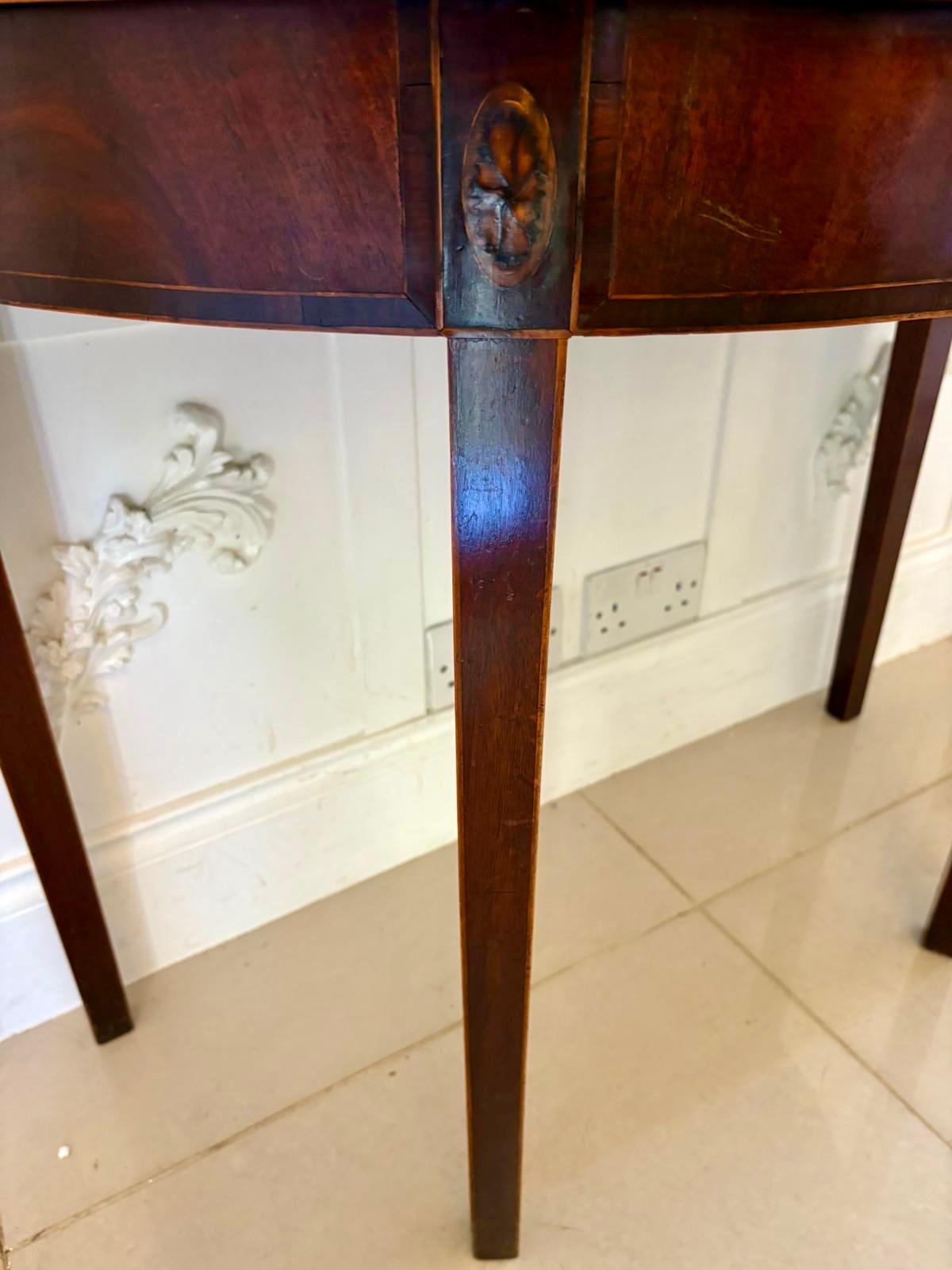 Antique George III Quality Mahogany Inlaid Demi Lune Shaped Card/Console Table For Sale 6