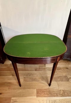 Antique George III quality mahogany inlaid fold over card table