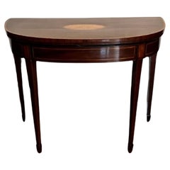 Antique George III quality mahogany inlaid fold over card table