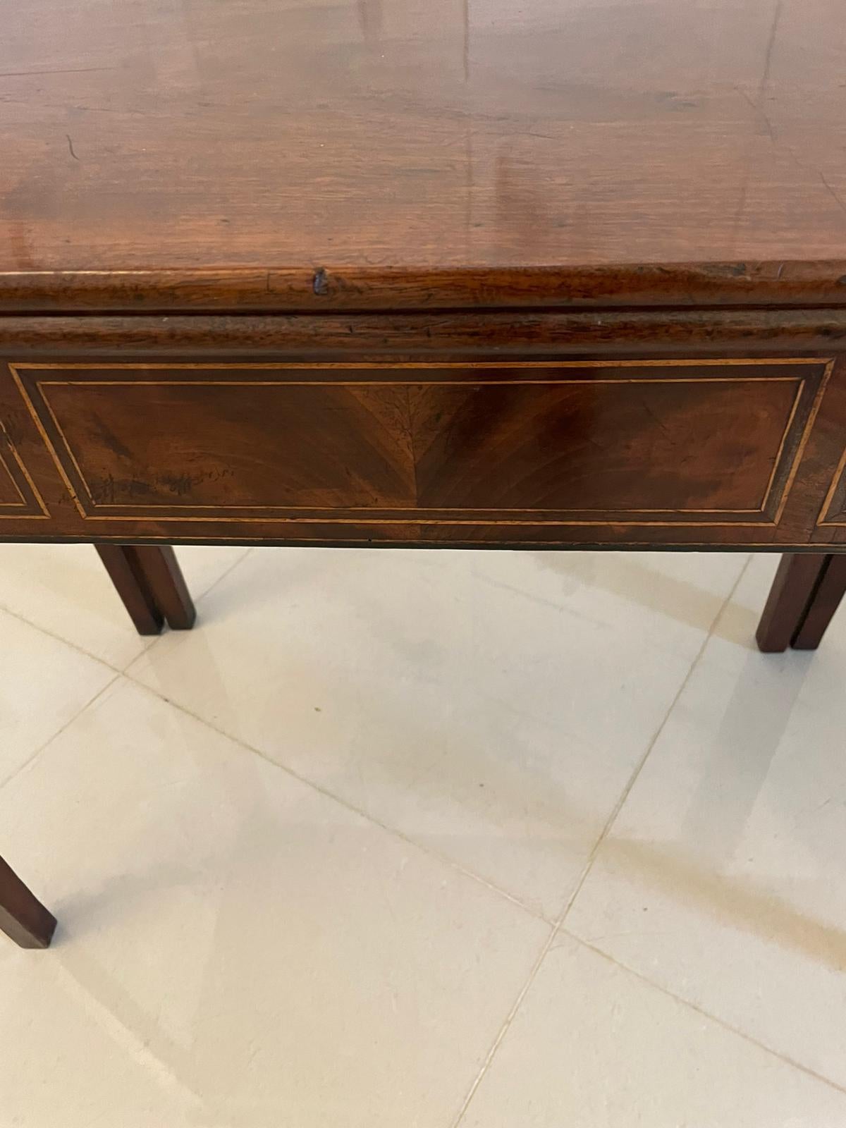 Antique George III Quality Mahogany Inlaid Tea Table For Sale 6