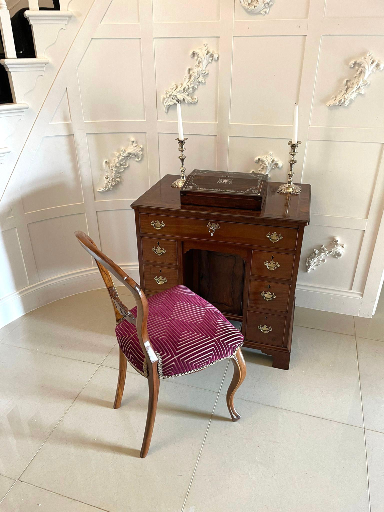 English Antique George III Quality Mahogany Knee Hole Desk For Sale