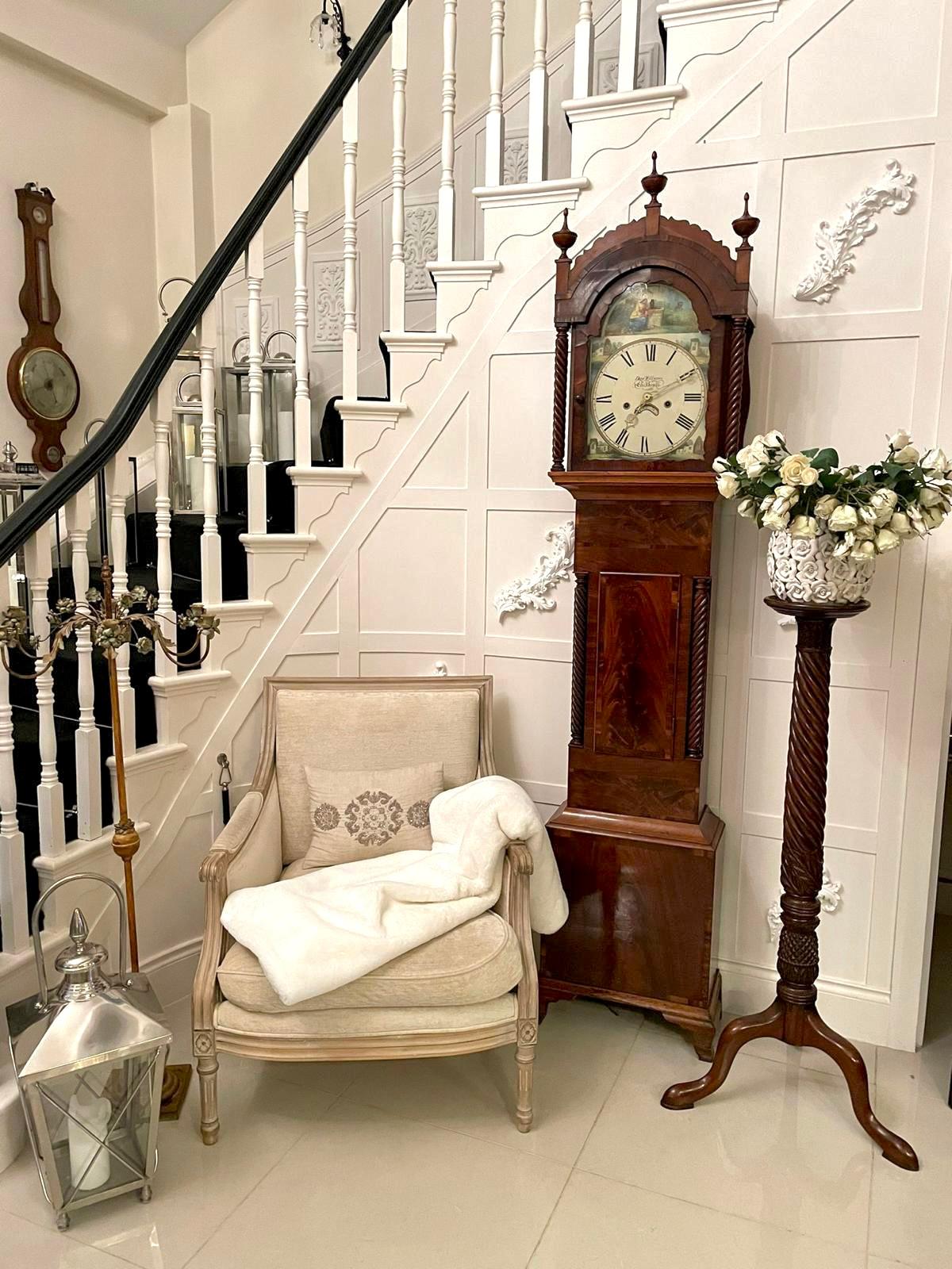 Antique George III Quality Mahogany Longcase Clock by Dan Williams, Crickhowell For Sale 8