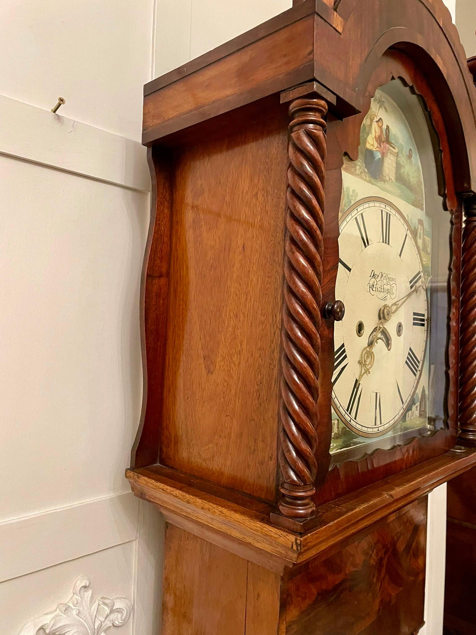 Horloge de parquet ancienne en acajou de qualité George III par Dan Williams, Crickhowell en vente 10