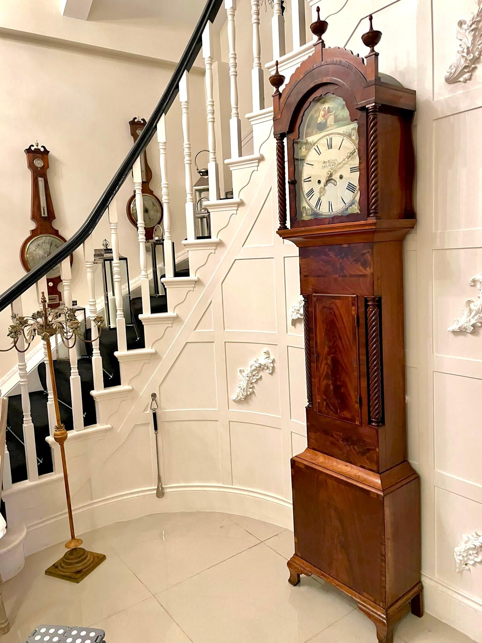 Antique George III Quality Mahogany Longcase Clock by Dan Williams, Crickhowell For Sale 13