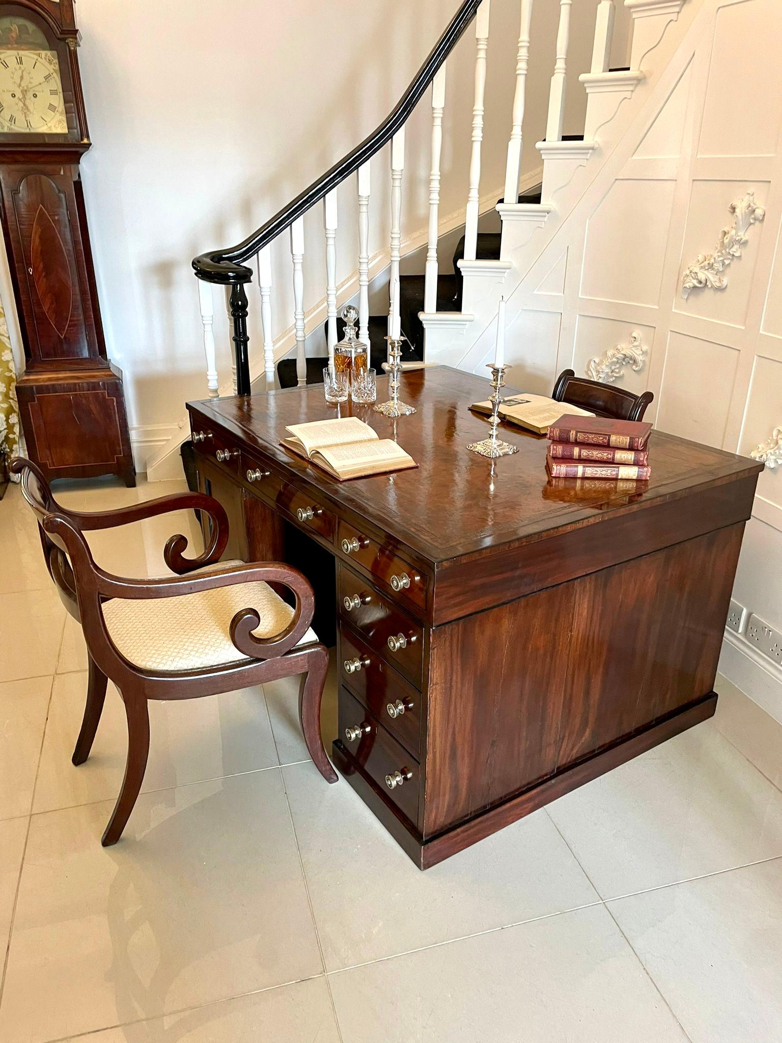 19th Century Antique George III Quality Mahogany Partners Desk