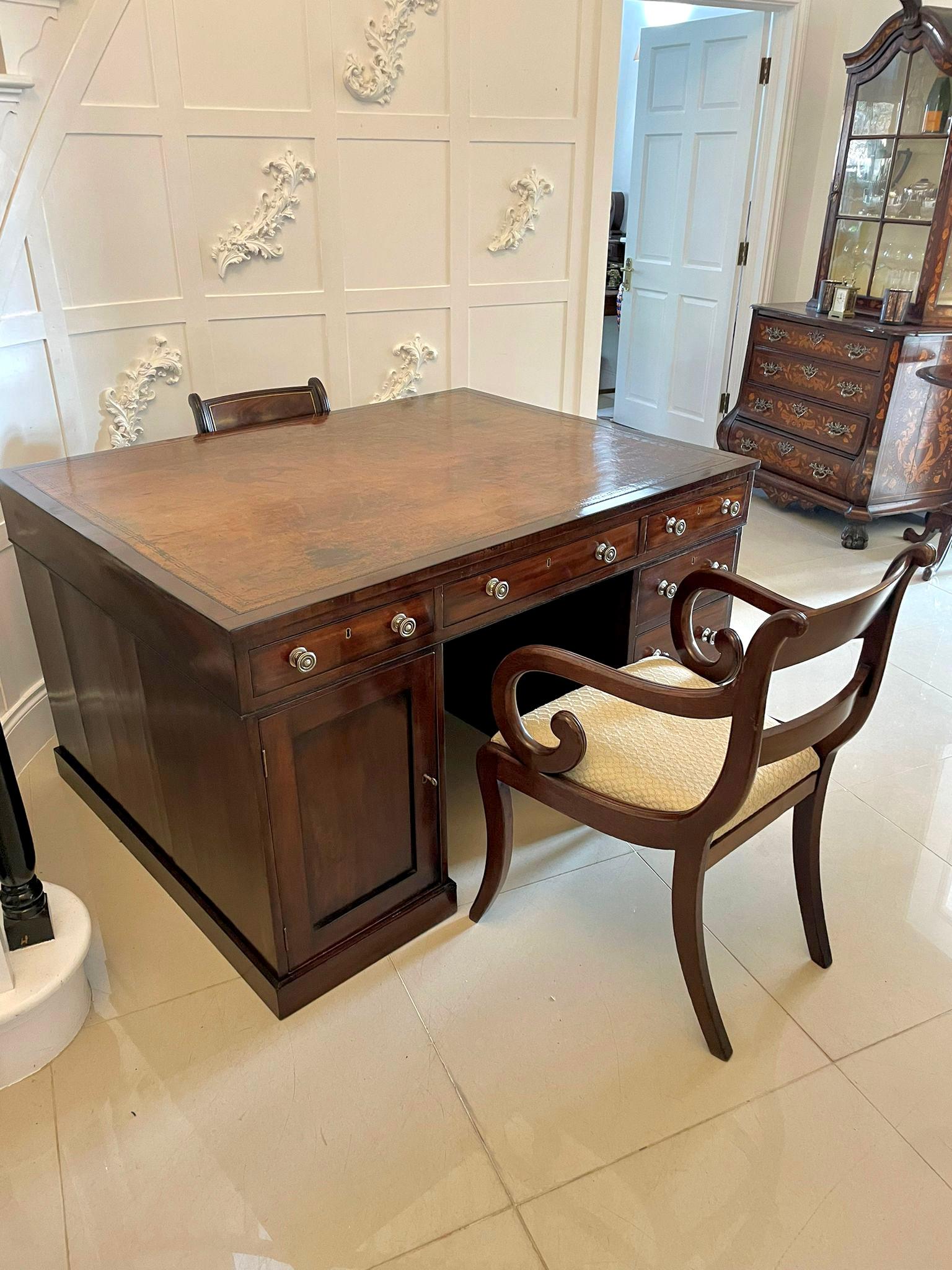 Antique George III Quality Mahogany Partners Desk 3