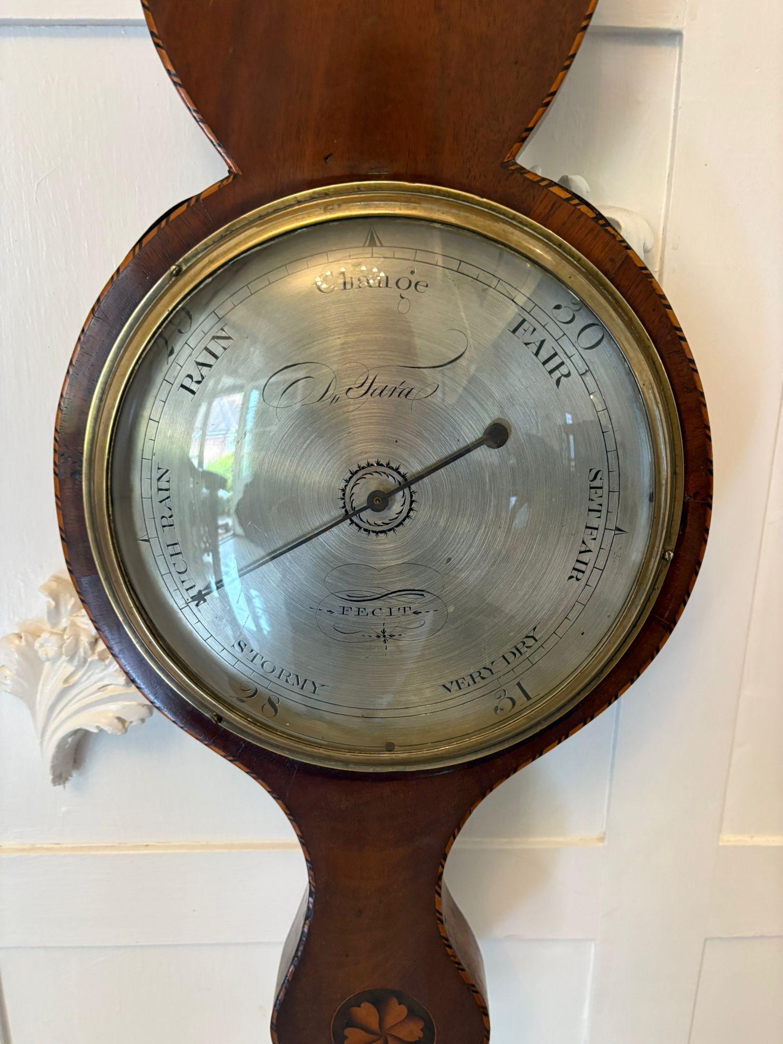 Antiguo Barómetro Banjo de Caoba con Incrustaciones de Concha de Calidad Jorge III Otro en venta
