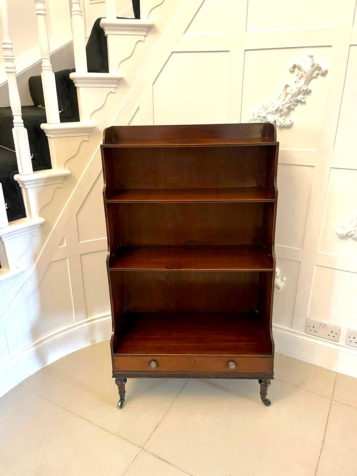 Antique George III Quality Mahogany Waterfall Open Bookcase  4