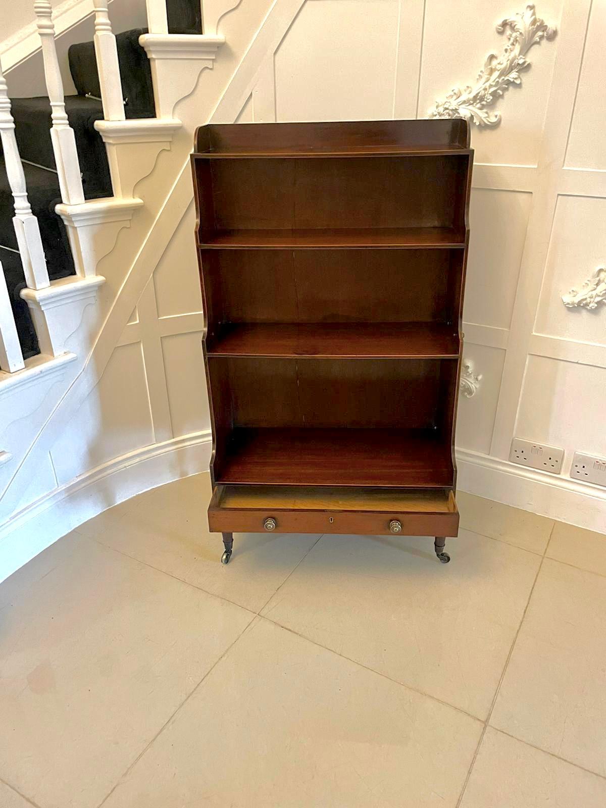 Antique George III Quality Mahogany Waterfall Open Bookcase  1