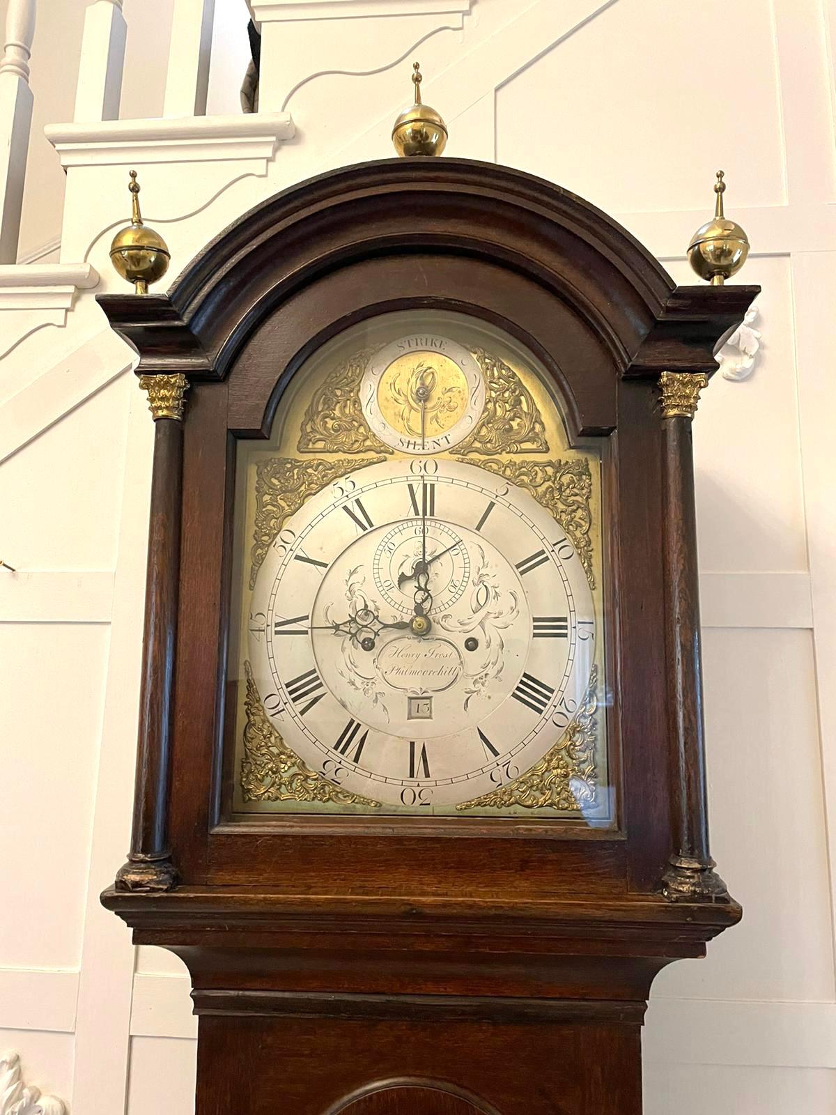 Antique George III Quality Oak Longcase Clock by Henry Frost Philmoorehill In Good Condition In Suffolk, GB