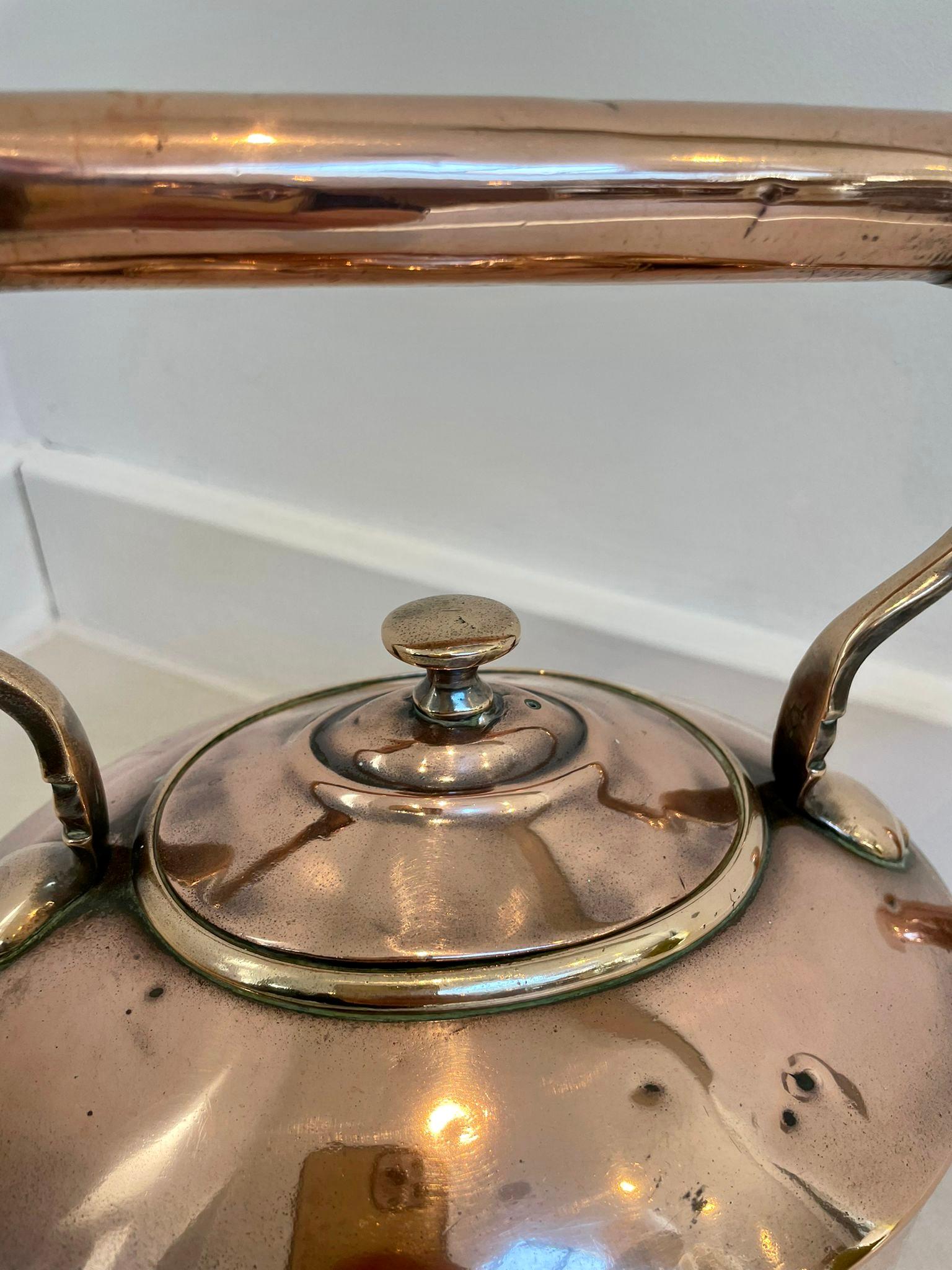 English Antique George III Quality Oval Copper Kettle For Sale