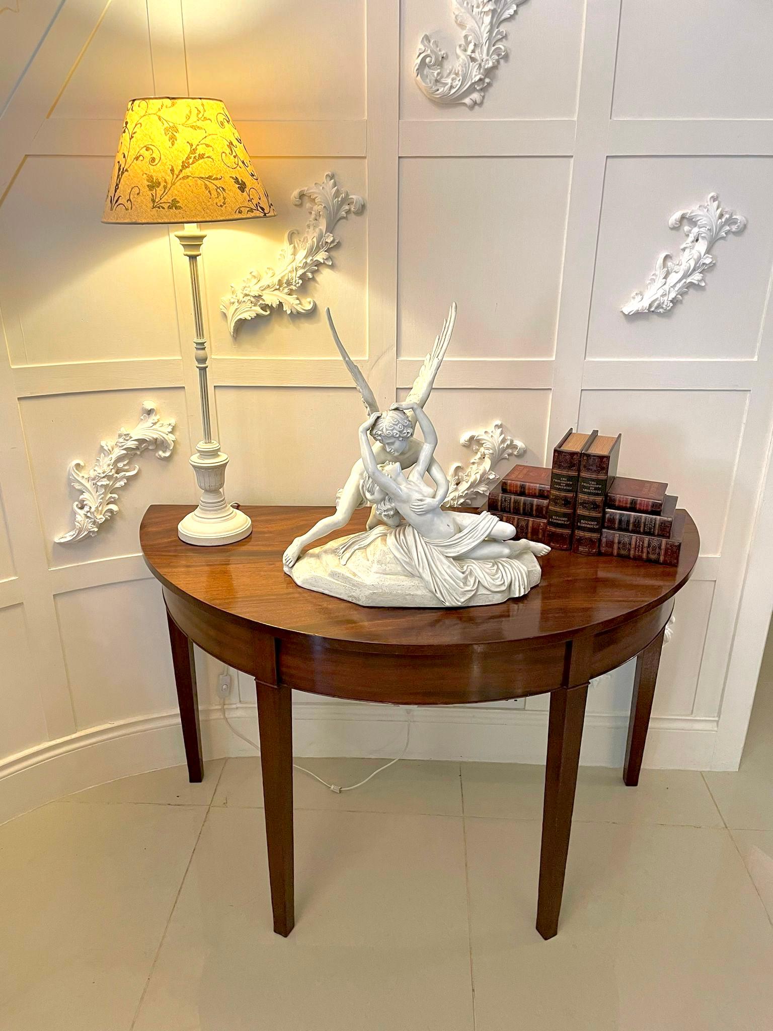 English Antique George III Quality Pair of Mahogany Demi-Lune Console Tables