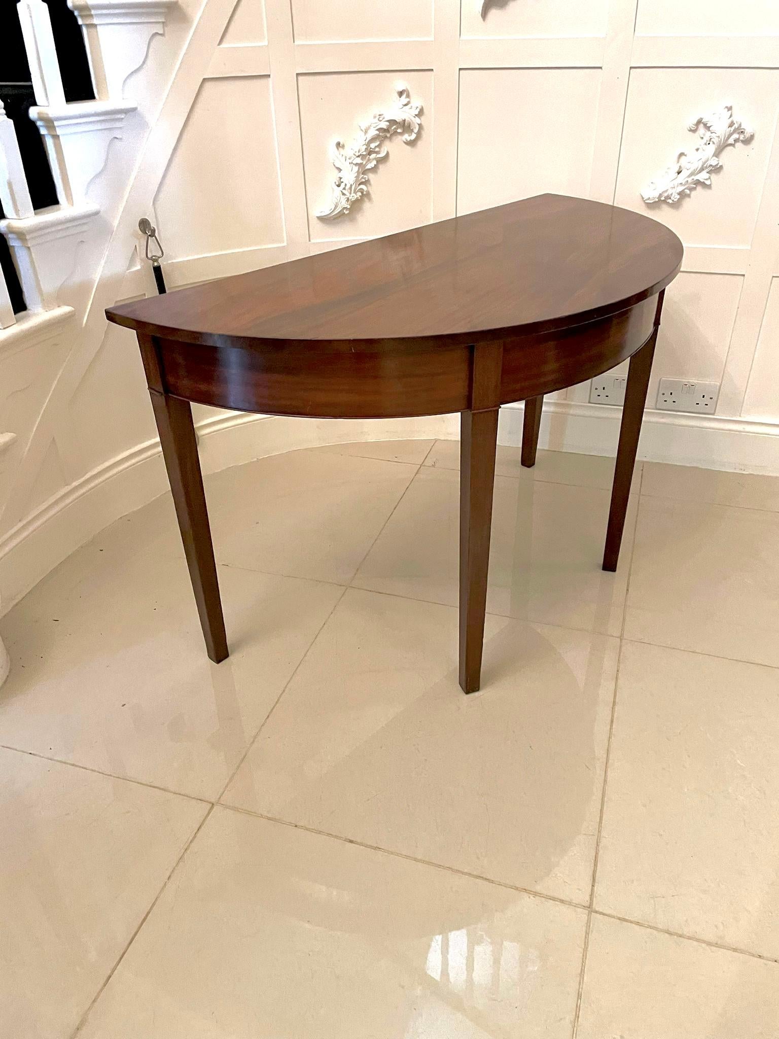 19th Century Antique George III Quality Pair of Mahogany Demi-Lune Console Tables