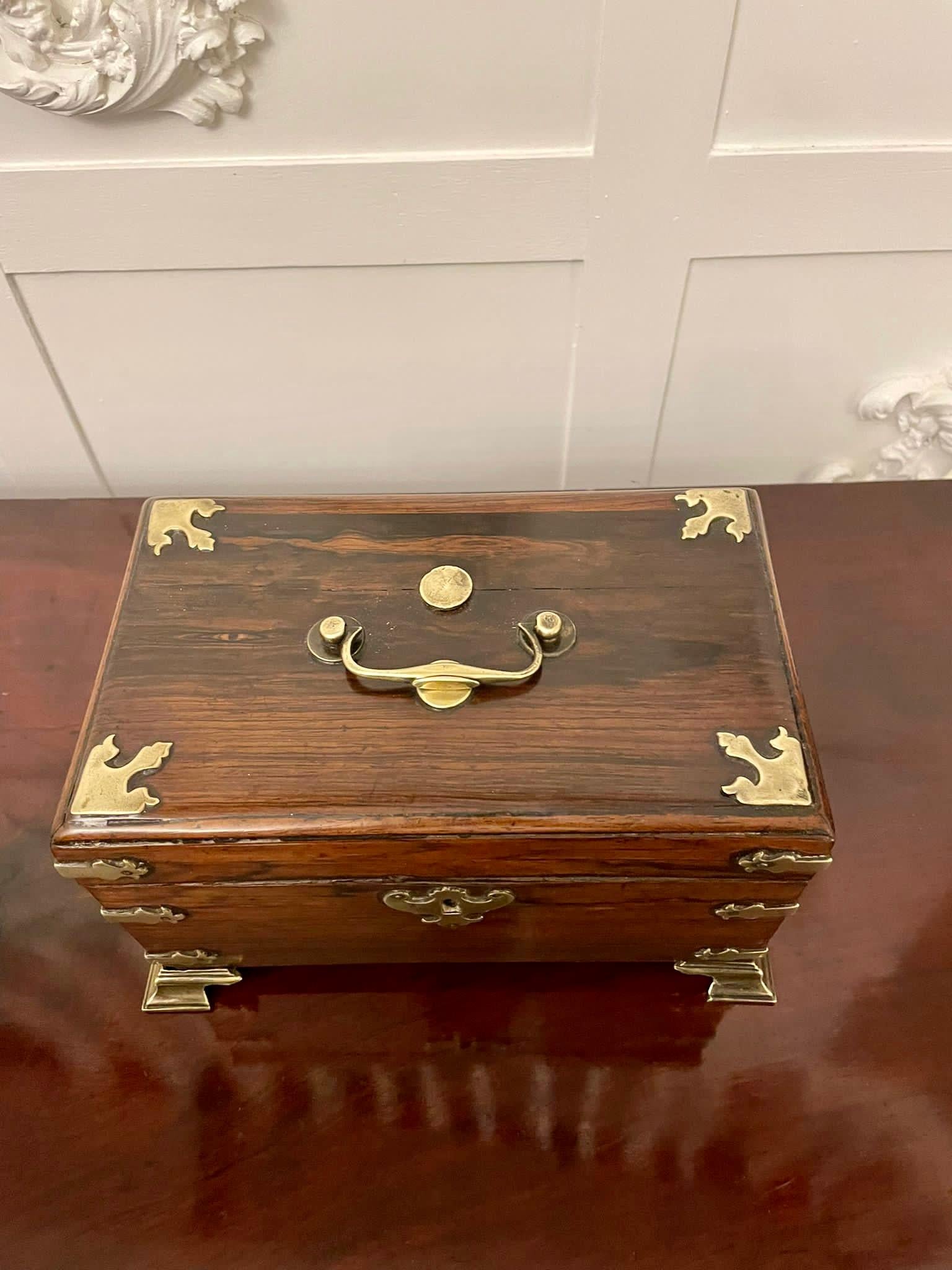 Antique George III Quality Rosewood and Brass Tea Caddy For Sale 4