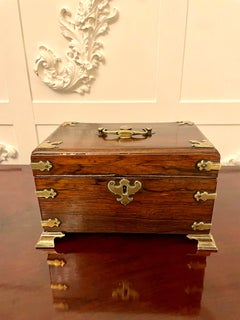 Antike Teedose aus Palisanderholz und Messing in George-III- Qualität