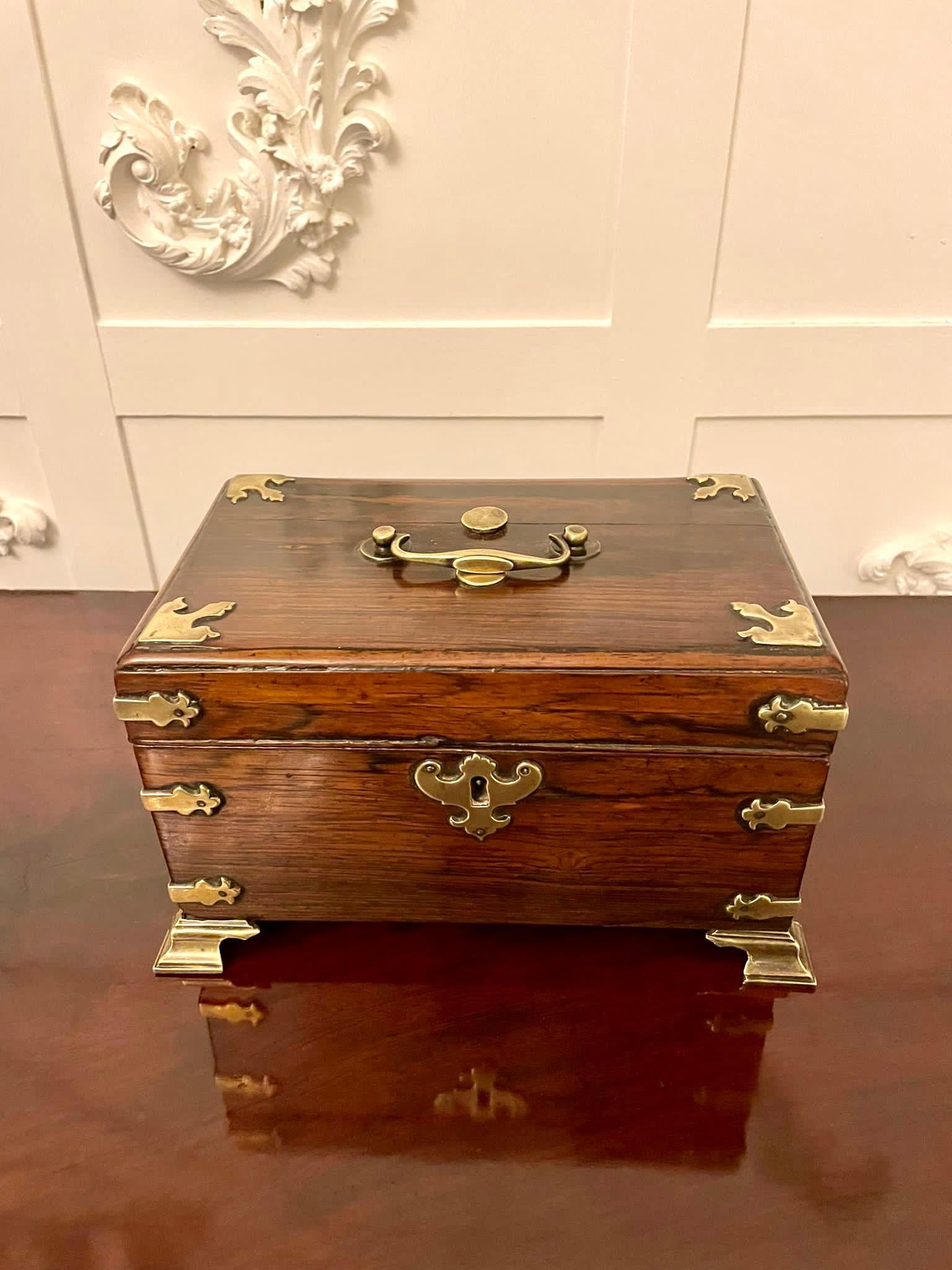 Early 19th Century Antique George III Quality Rosewood and Brass Tea Caddy For Sale